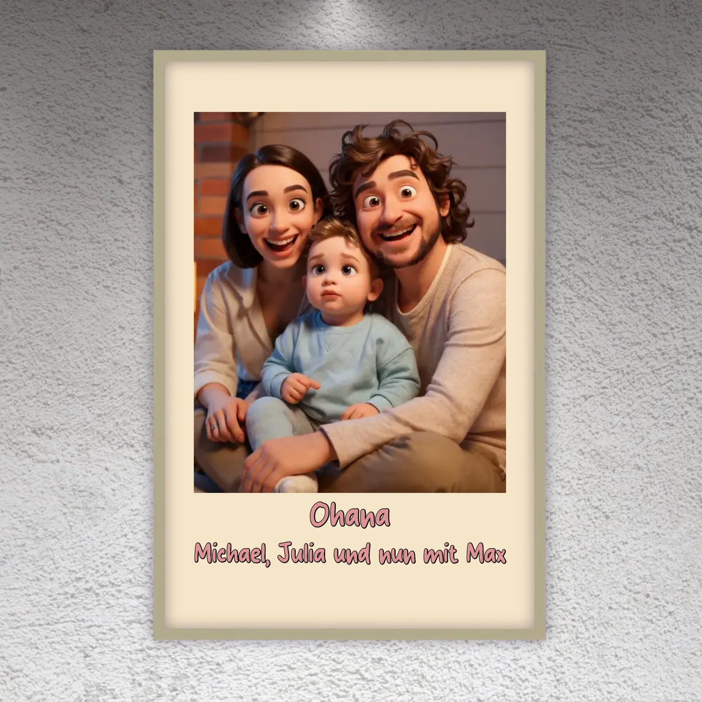 Family photo in cartoon and animation style - custom canvas
