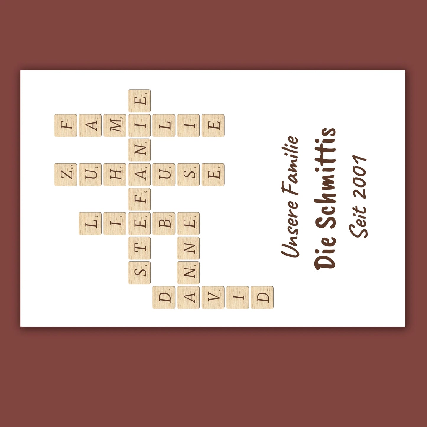Scrabble your names - individual posters with gallery frames or as canvases