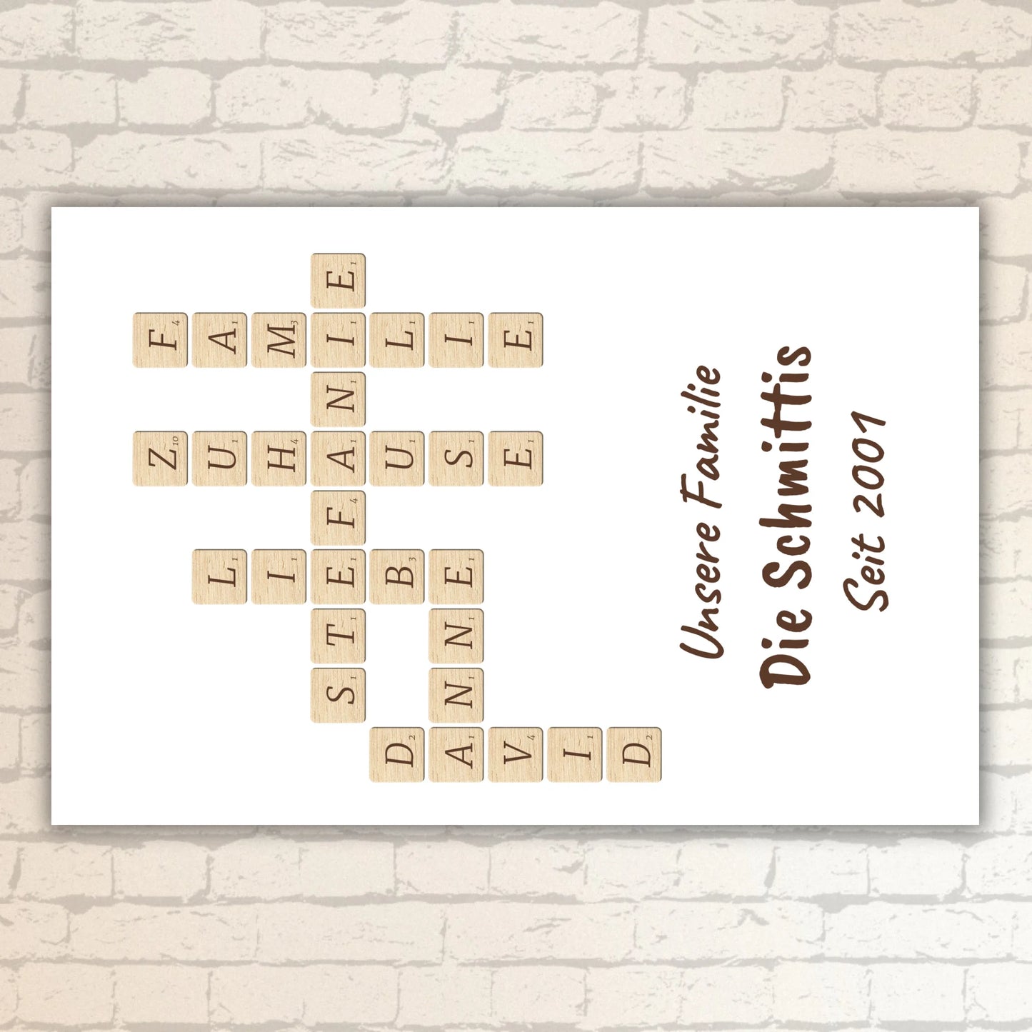 Scrabble your names - individual posters with gallery frames or as canvases