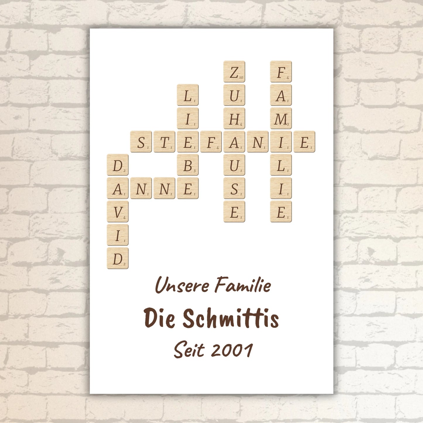 Scrabble your names - individual posters with gallery frames or as canvases