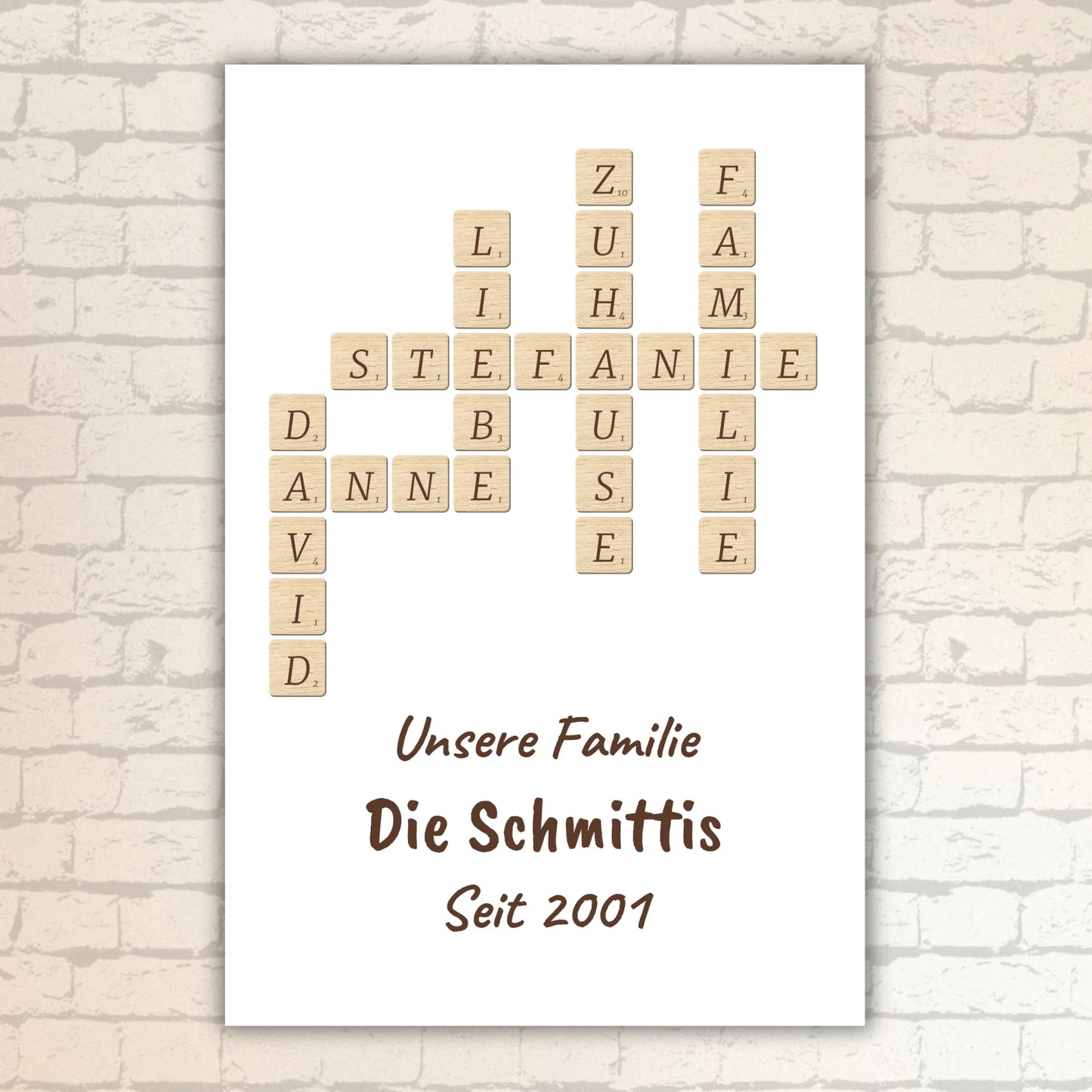 Scrabble your names - individual posters with gallery frames or as canvases