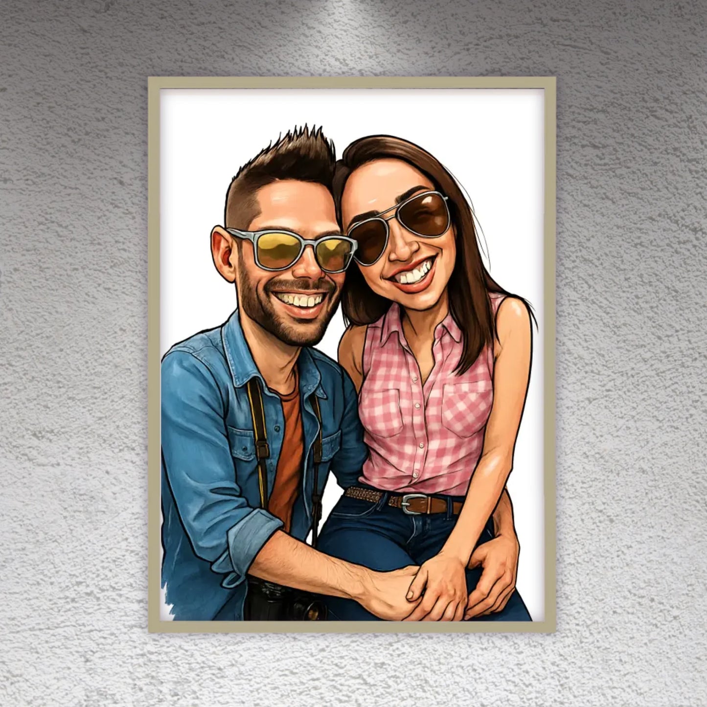 Your photo as a caricature - personalized poster with frame
