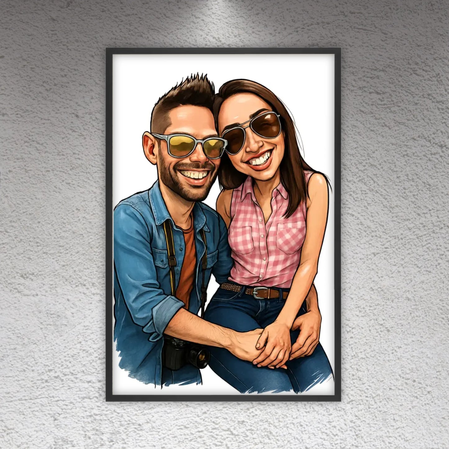 Your photo as a caricature - personalized poster with frame