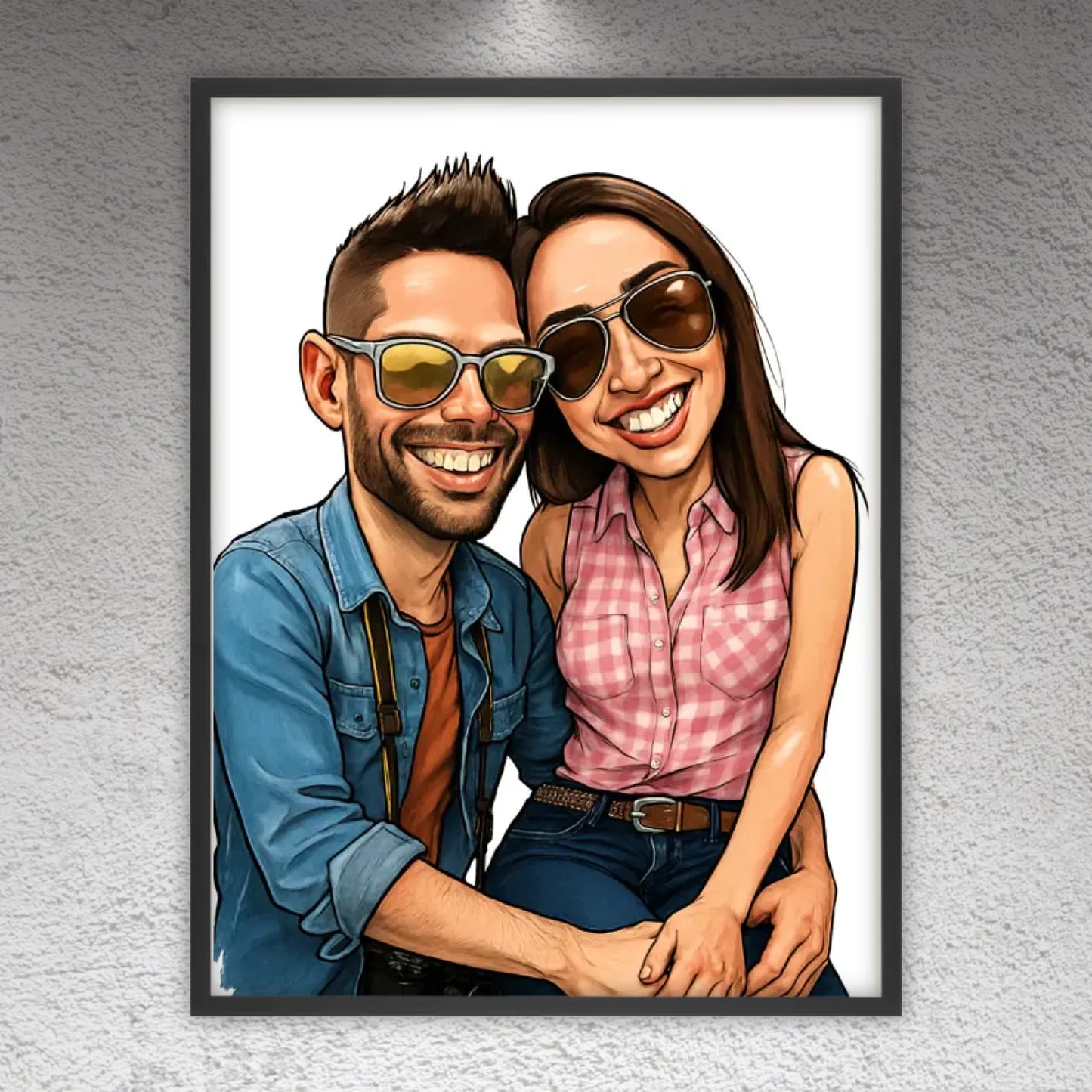 Your photo as a caricature - personalized poster with frame