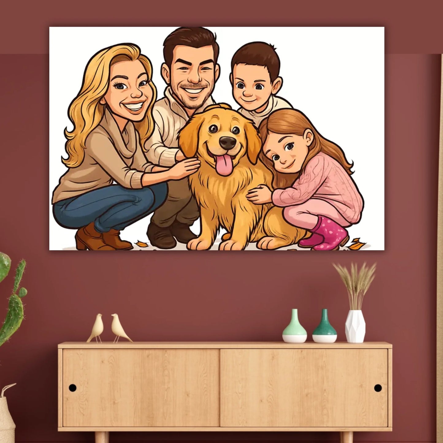 Your photo as a caricature - personalized poster with frame