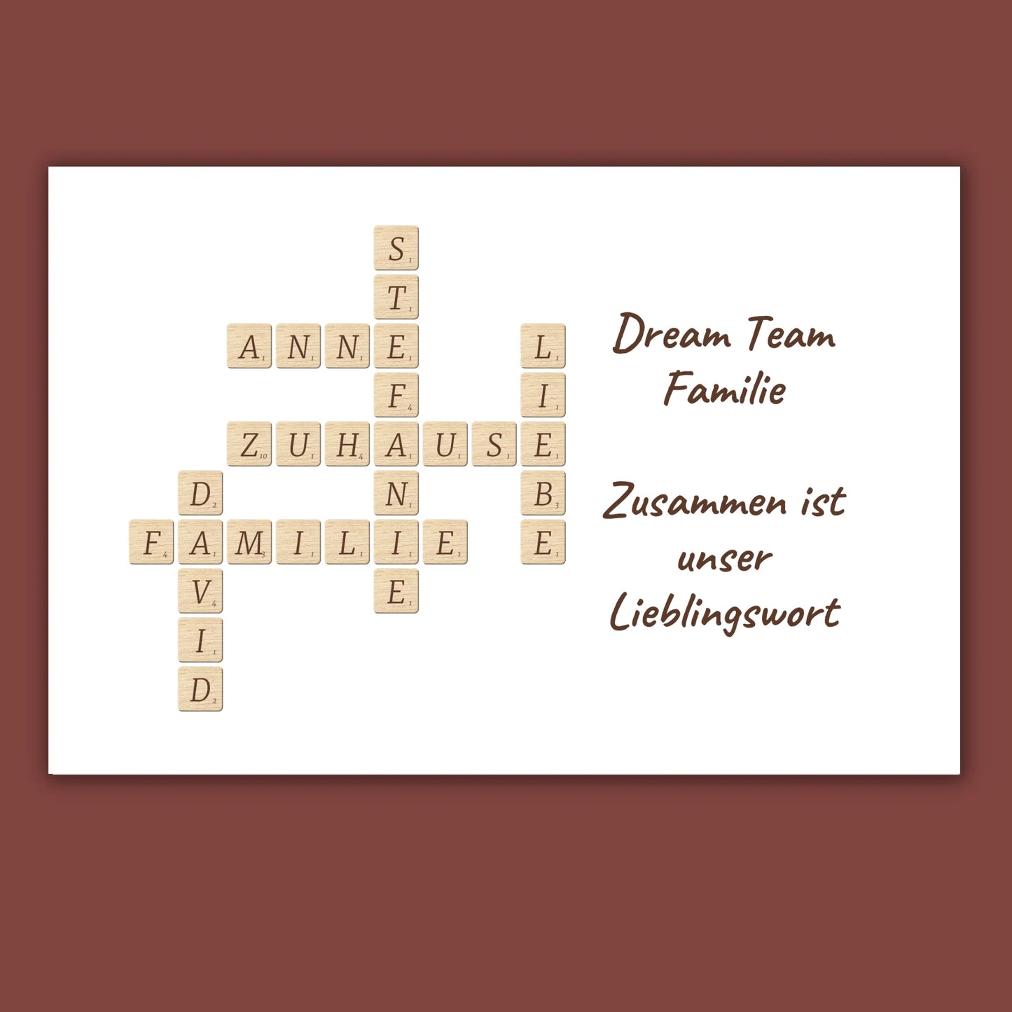 Family Scrabble - individual posters with gallery frames or as canvases