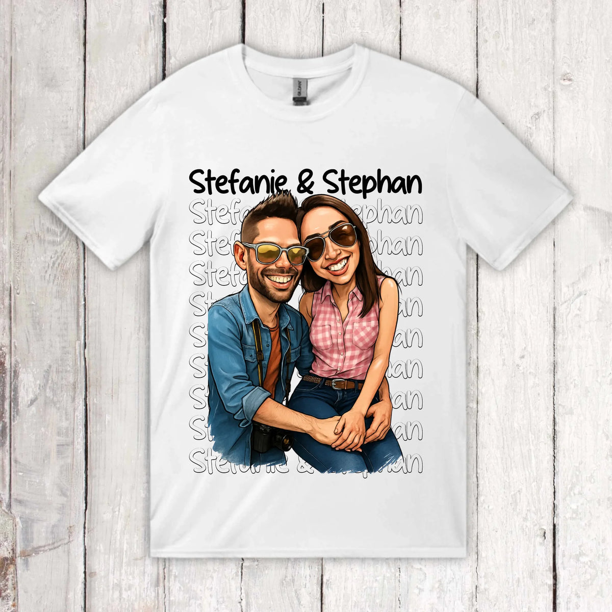 Cartoon couple hoodie with your names and picture - personalized hoodie
