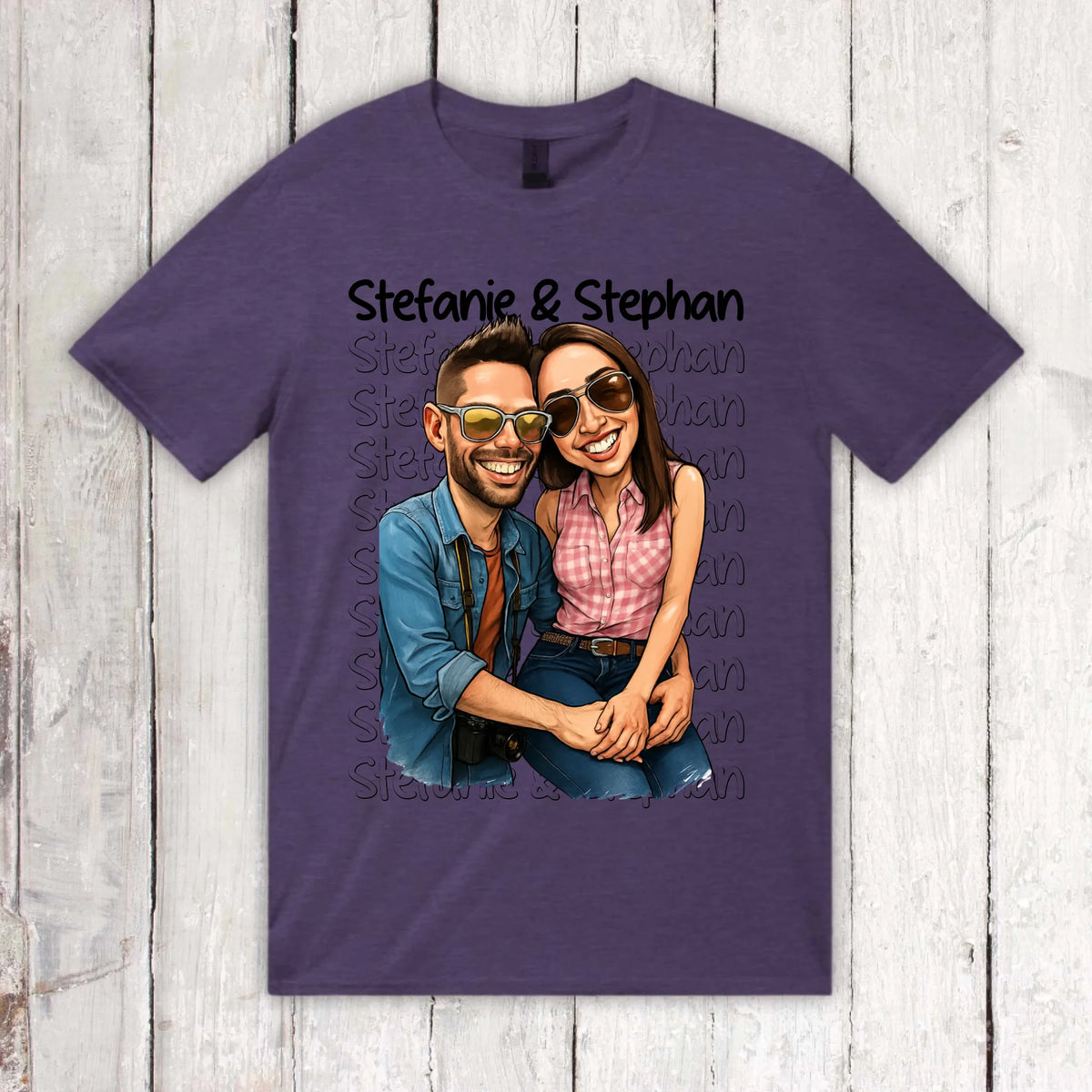 Cartoon couple hoodie with your names and picture - personalized hoodie