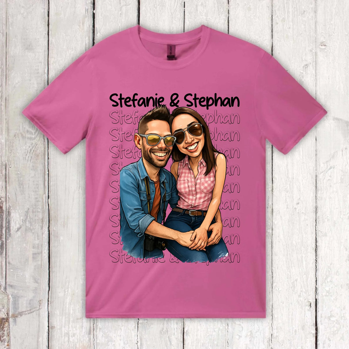 Cartoon couple hoodie with your names and picture - personalized hoodie