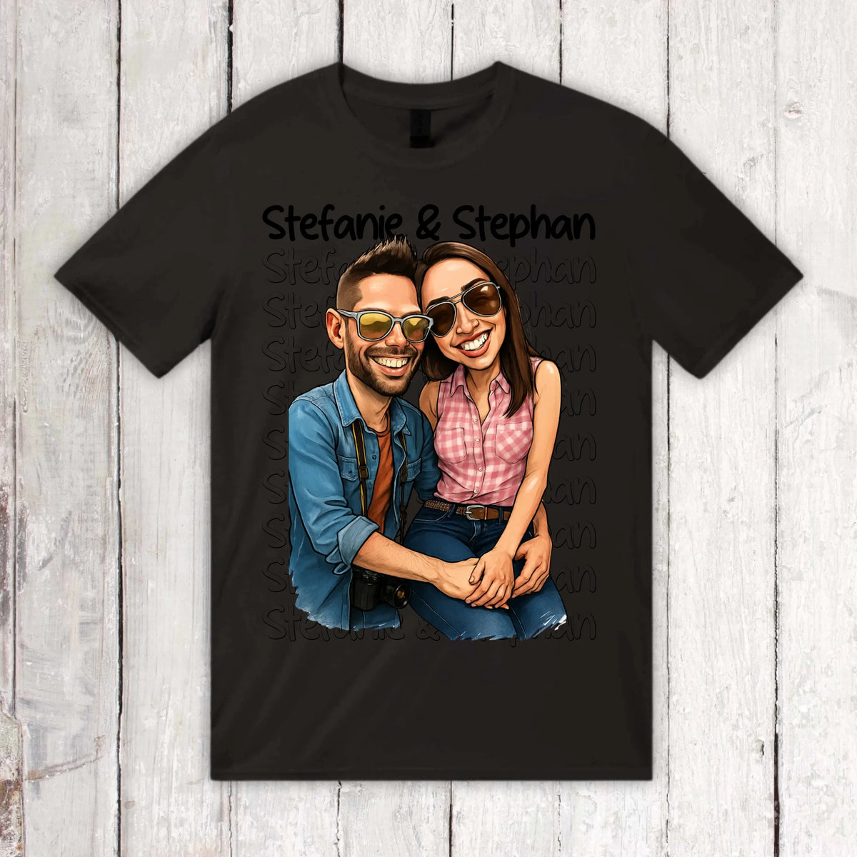 Cartoon couple hoodie with your names and picture - personalized hoodie