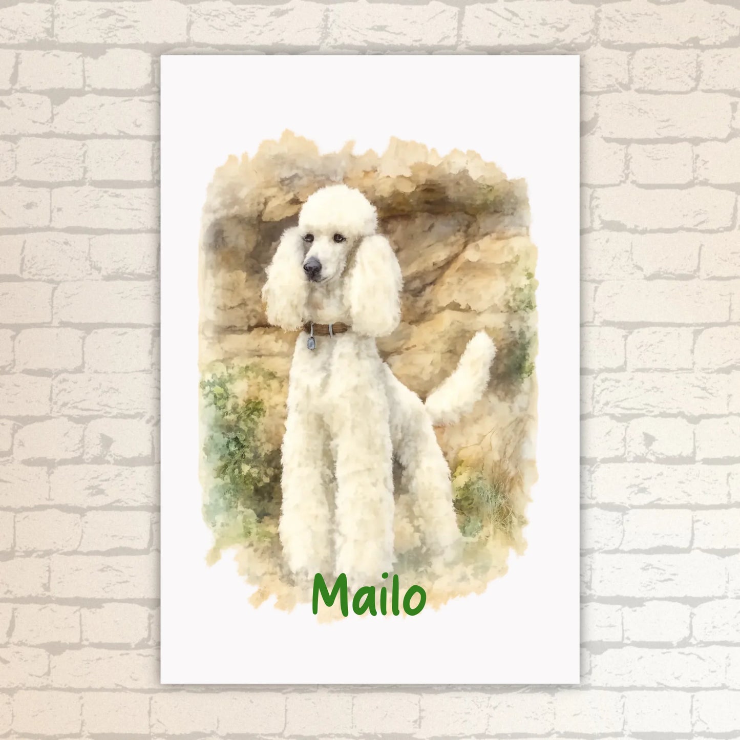 Personalisiertes Portrait Hund in Wasserfarben - individuelles Poster oder Leinwand