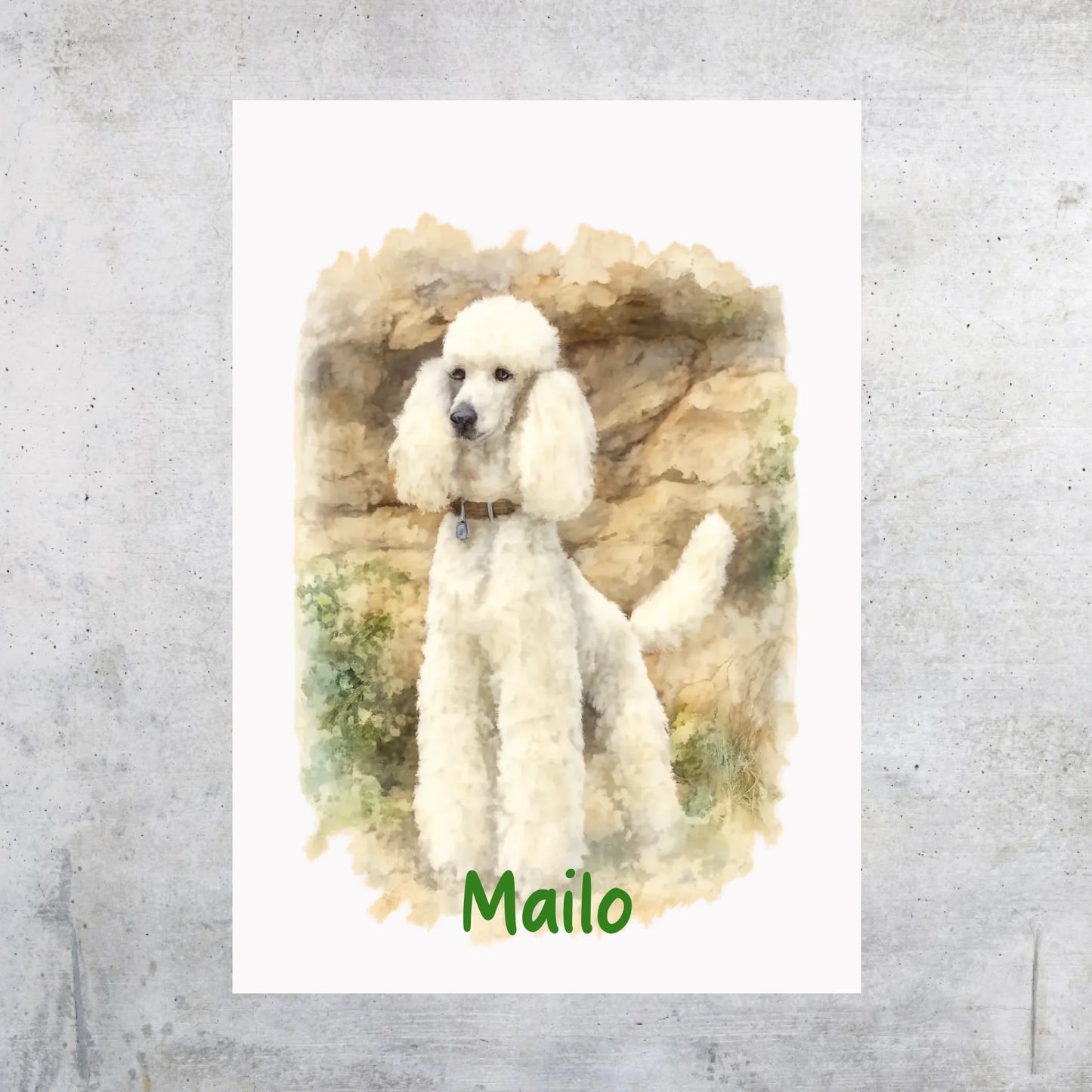 Personalisiertes Portrait Hund in Wasserfarben - individuelles Poster oder Leinwand