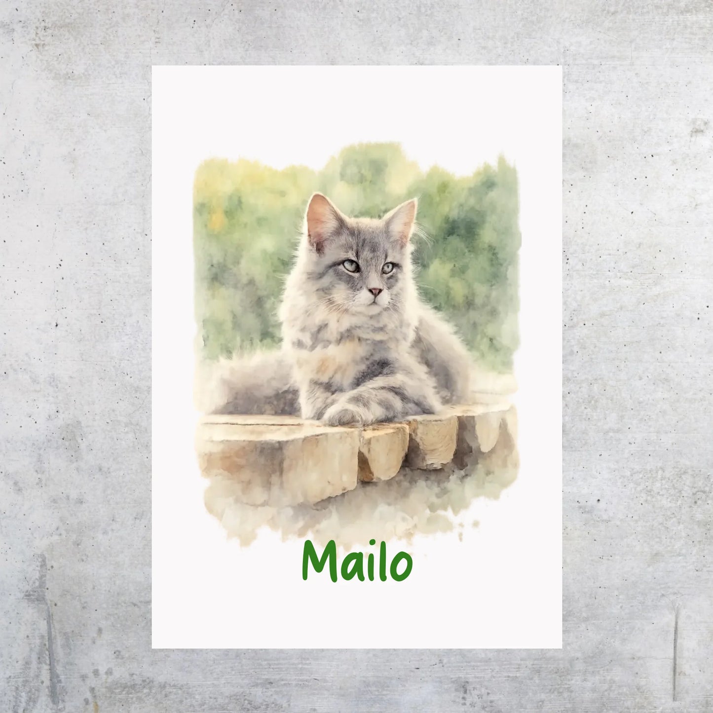 Personalisiertes Portrait deiner Katze in Wasserfarben - individuelles Poster oder Leinwand