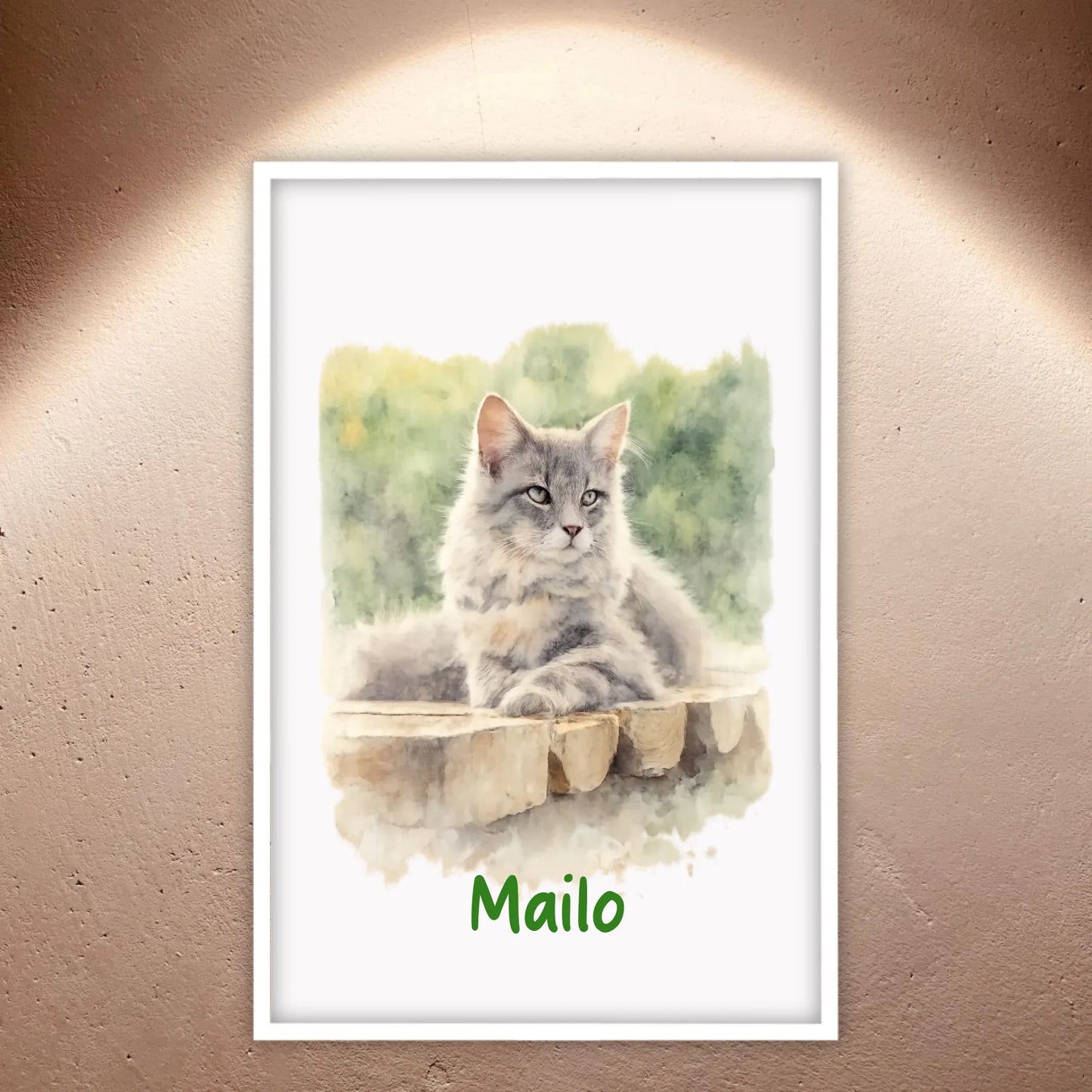Personalisiertes Portrait deiner Katze in Wasserfarben - individuelles Poster oder Leinwand