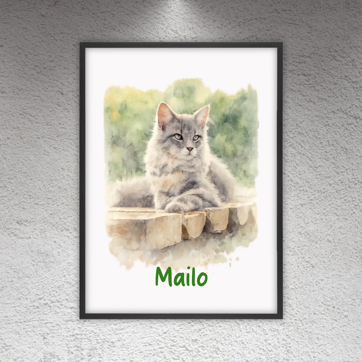 Personalisiertes Portrait deiner Katze in Wasserfarben - individuelles Poster oder Leinwand