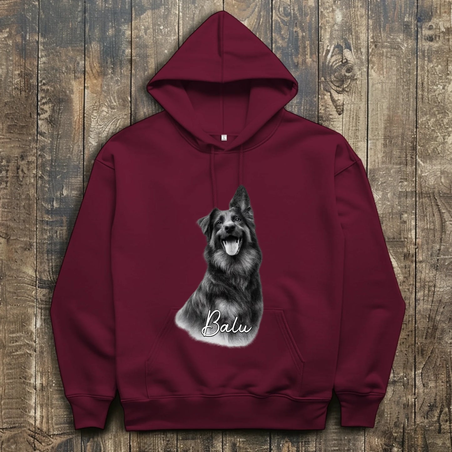 front_Burgundy_The Walking Dad - individueller Hoodie_mockup