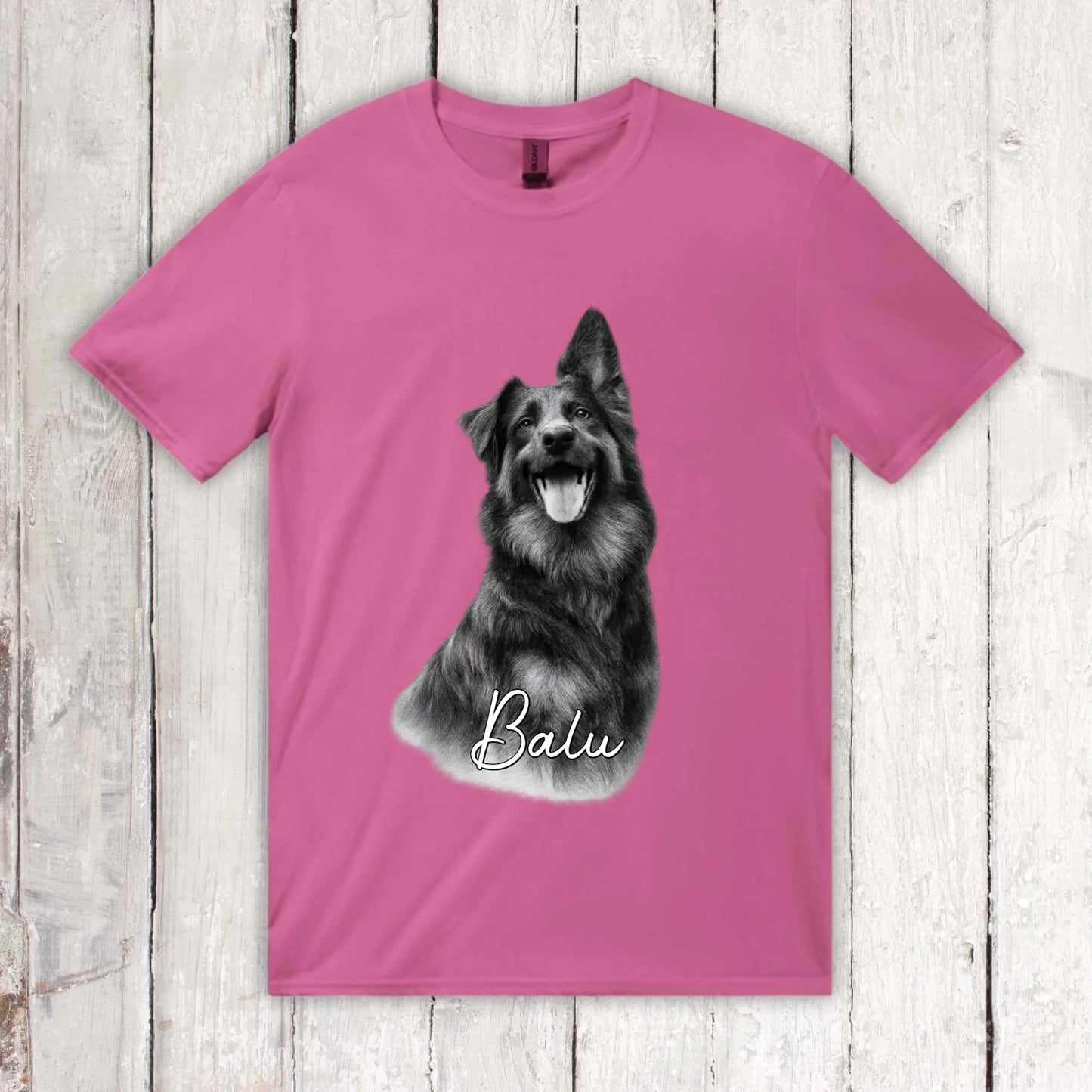 Personalisiertes T-Shirt RETRO Hundefoto mit Name | Personalize Palace