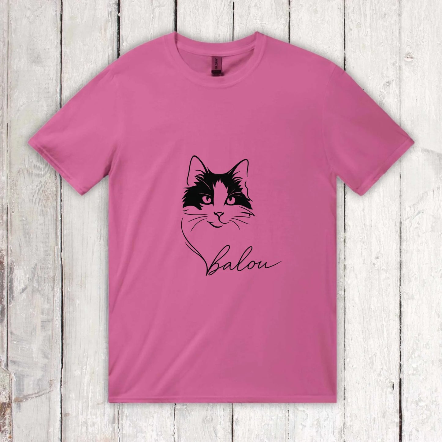 Personalisiertes T-Shirt Linie Porträt von deiner Katze mit Name | Personalize Palace