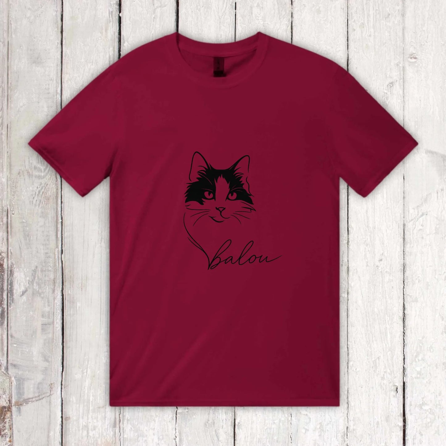 Personalisiertes T-Shirt Linie Porträt von deiner Katze mit Name | Personalize Palace
