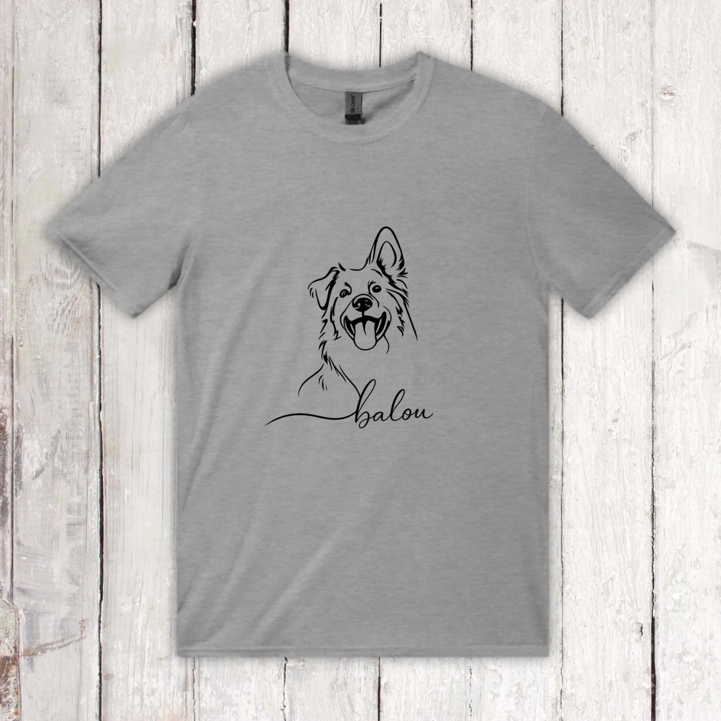 Personalisiertes T-Shirt Linie Porträt von deinem Hund mit Name | Personalize Palace