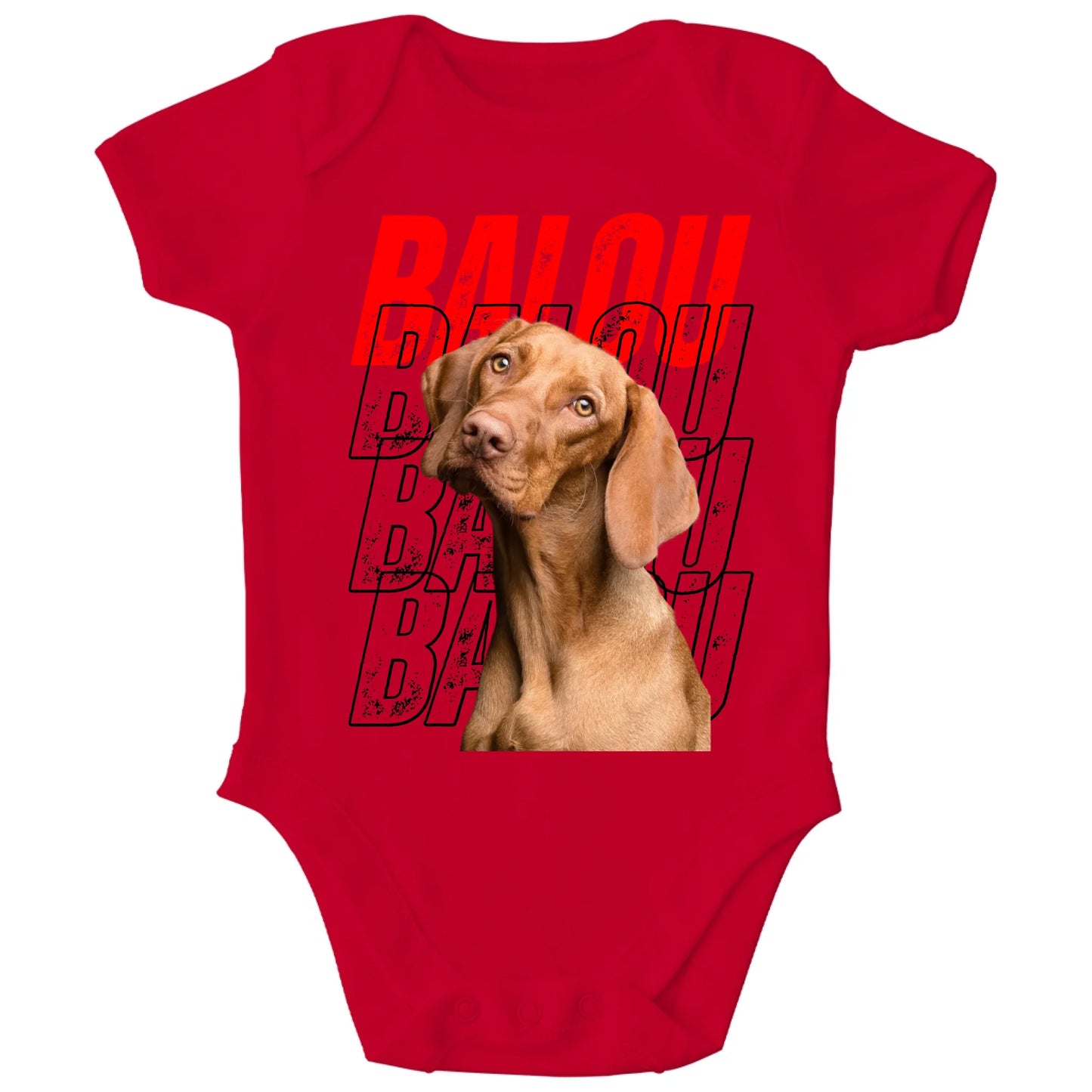 Personalisierter Bio Baby Strampler mit Foto und Text - ich passe auf! | Personalize Palace