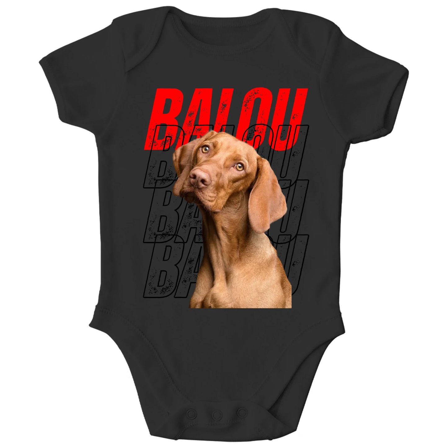 Personalisierter Bio Baby Strampler mit Foto und Text - ich passe auf! | Personalize Palace