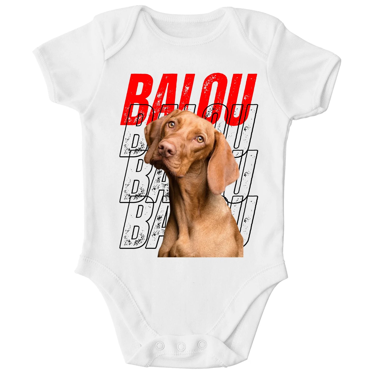 Personalisierter Bio Baby Strampler mit Foto und Text - ich passe auf! | Personalize Palace