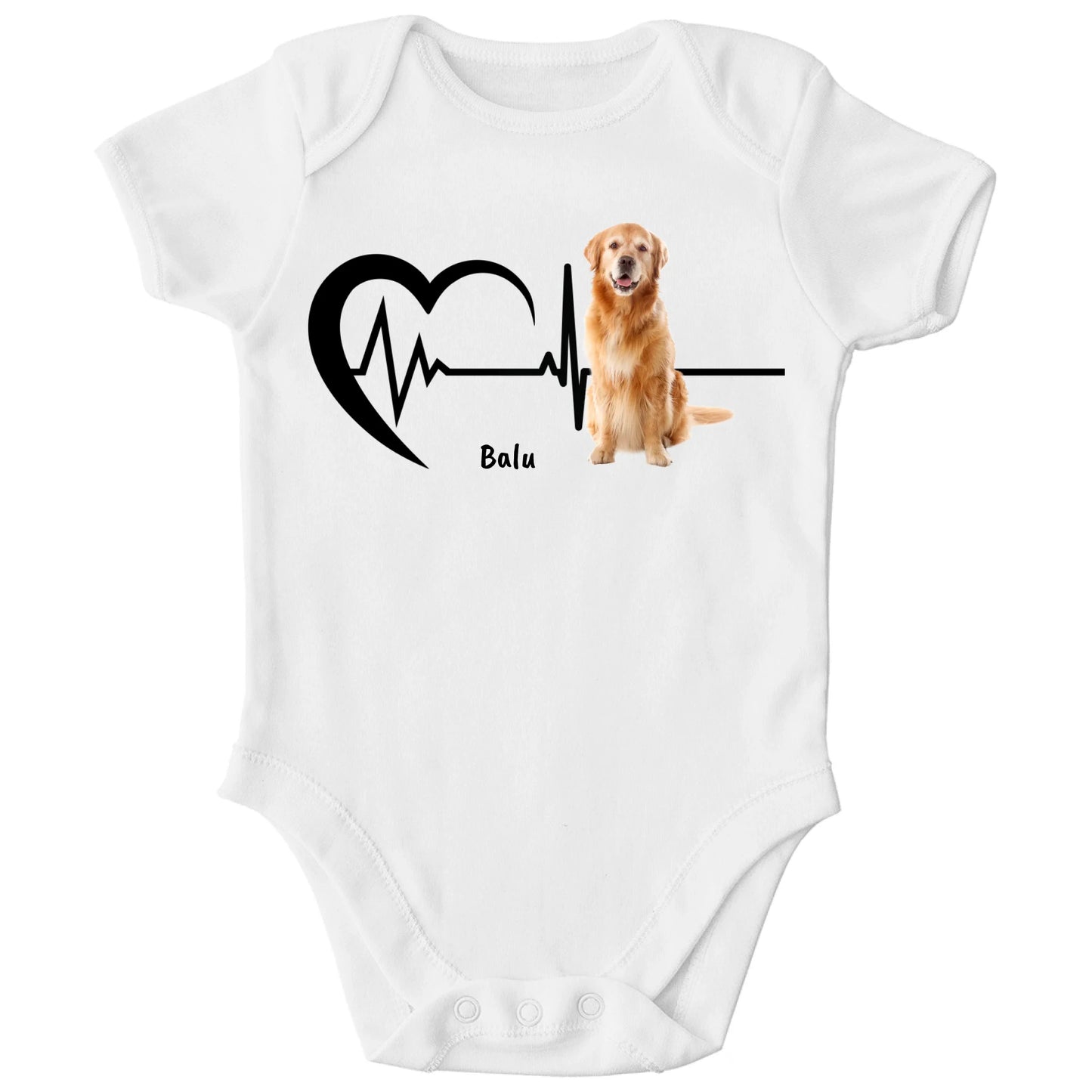 Personalisierter Bio Baby Strampler Herzschlag mit Haustier und Name | Personalize Palace