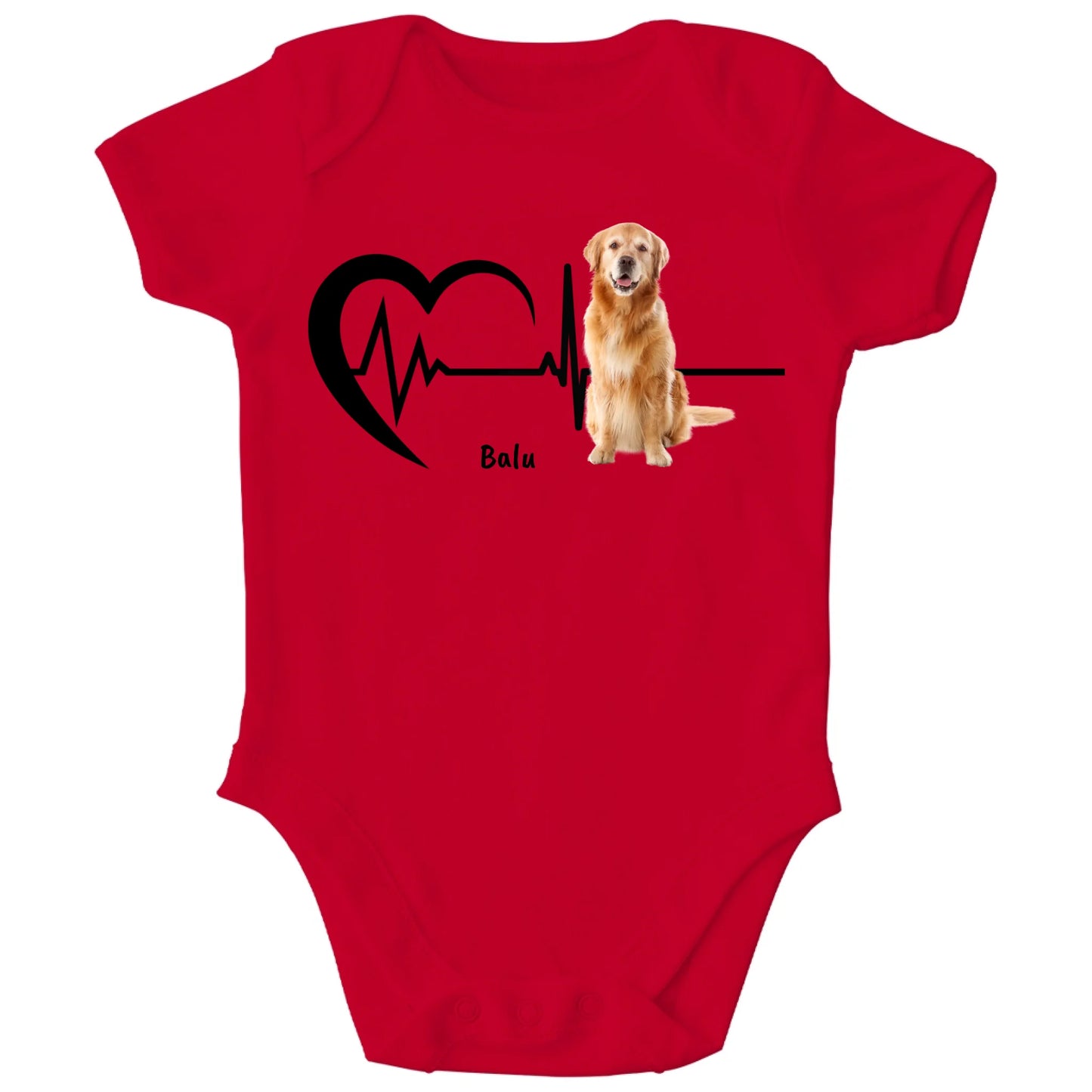 Personalisierter Bio Baby Strampler Herzschlag mit Haustier und Name | Personalize Palace