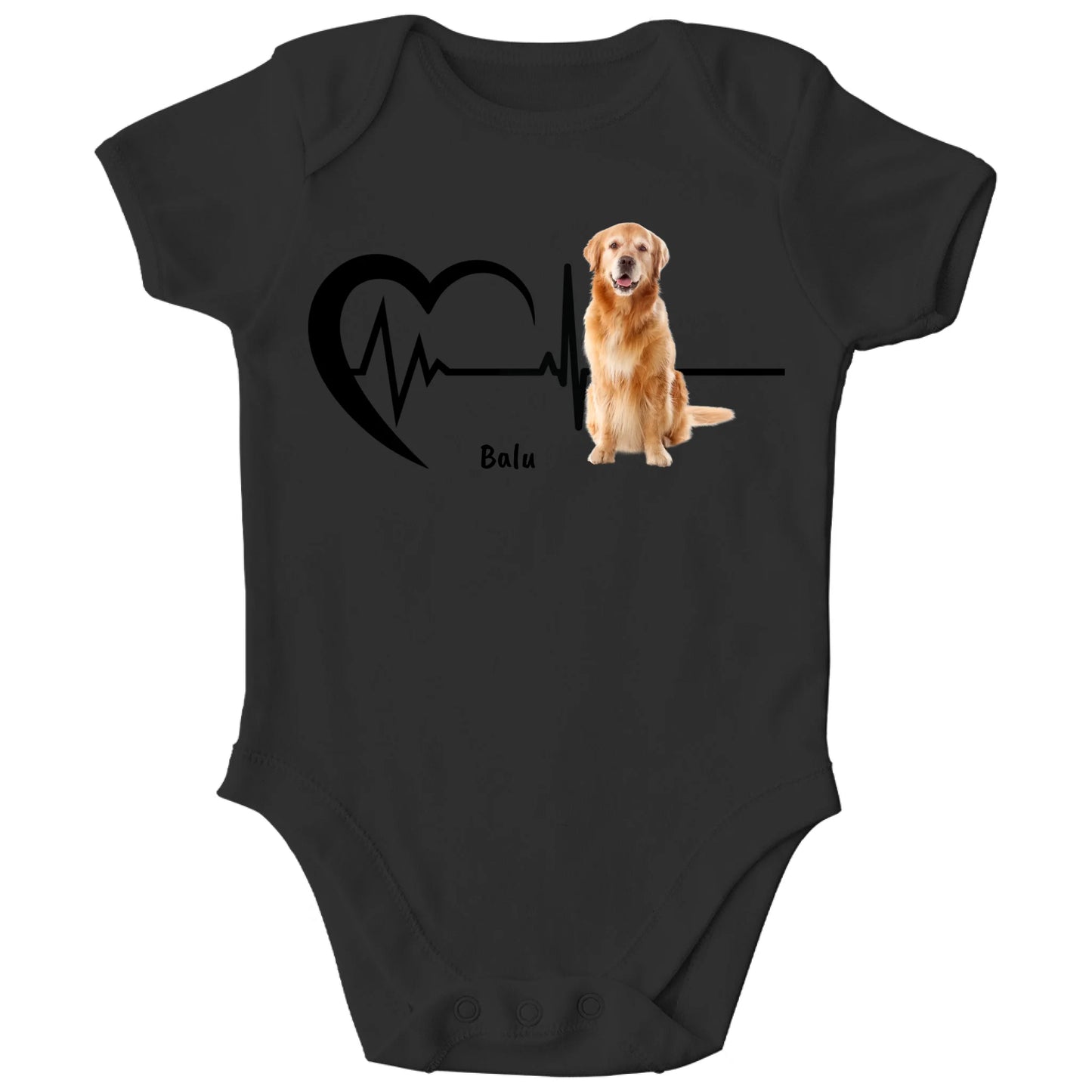 Personalisierter Bio Baby Strampler Herzschlag mit Haustier und Name | Personalize Palace