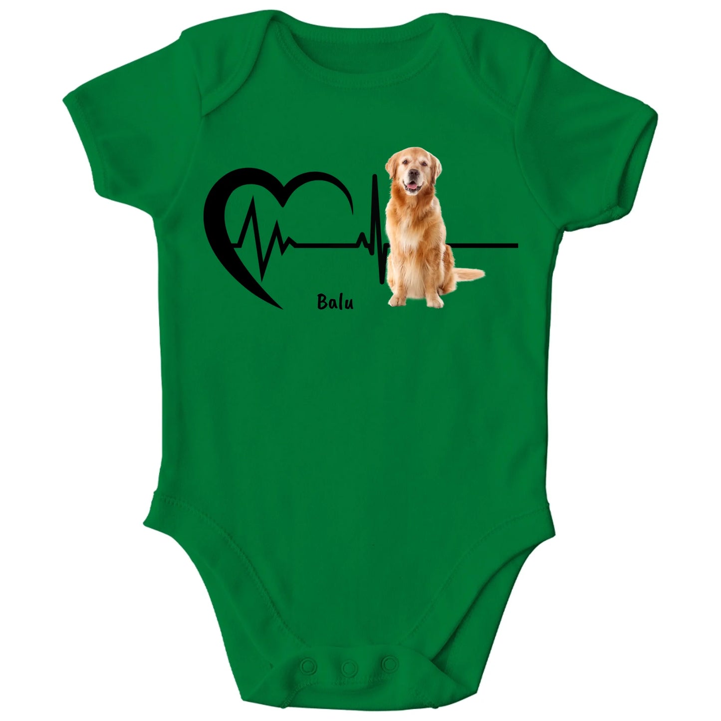 Personalisierter Bio Baby Strampler Herzschlag mit Haustier und Name | Personalize Palace