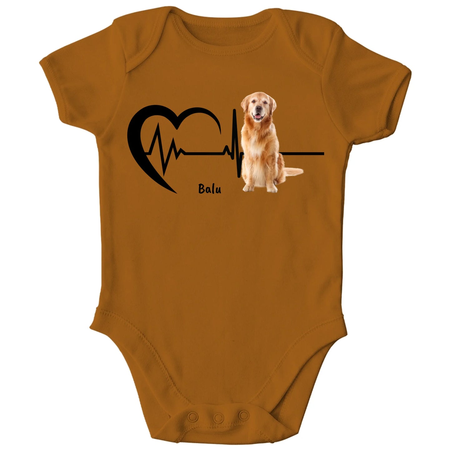 Personalisierter Bio Baby Strampler Herzschlag mit Haustier und Name | Personalize Palace