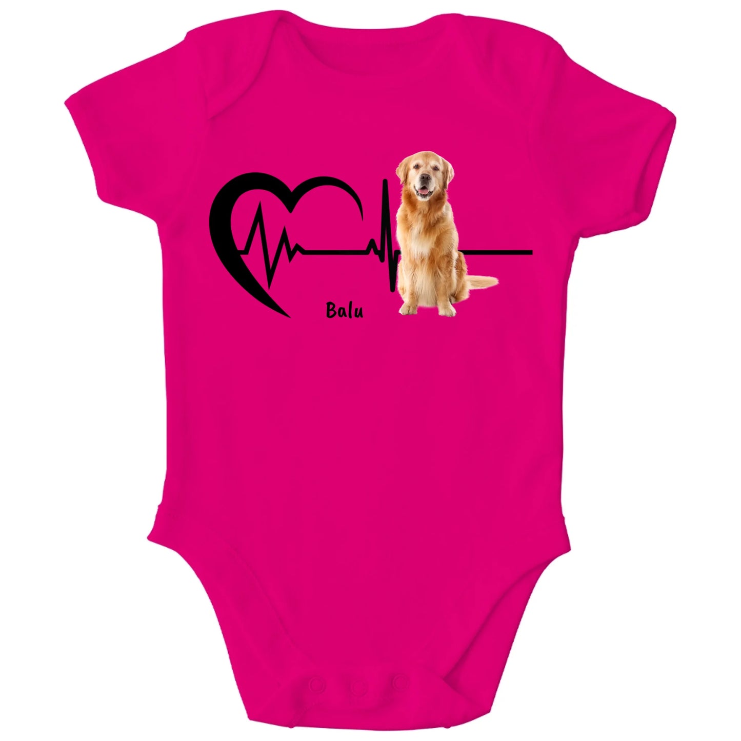 Personalisierter Bio Baby Strampler Herzschlag mit Haustier und Name | Personalize Palace