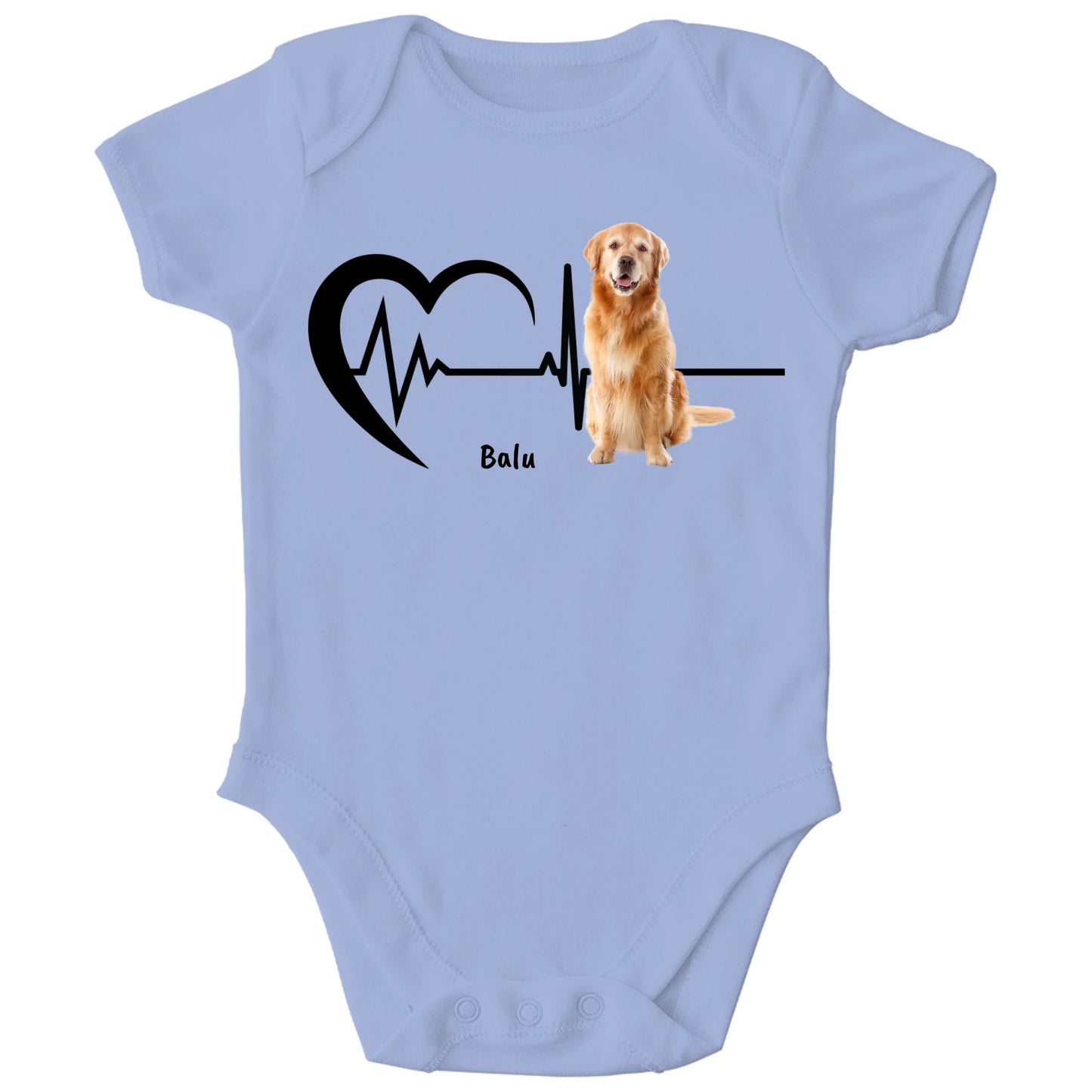Personalisierter Bio Baby Strampler Herzschlag mit Haustier und Name | Personalize Palace
