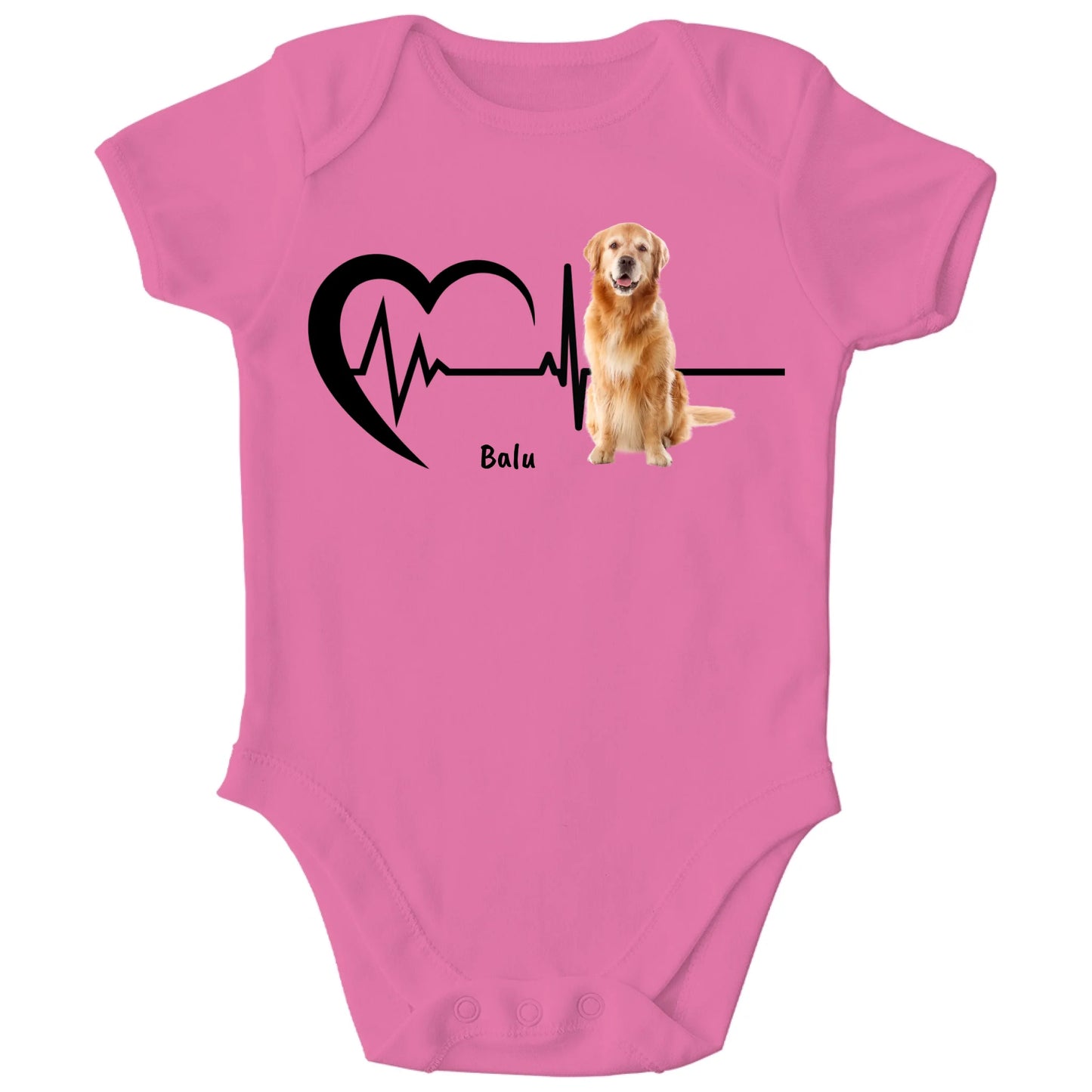 Personalisierter Bio Baby Strampler Herzschlag mit Haustier und Name | Personalize Palace