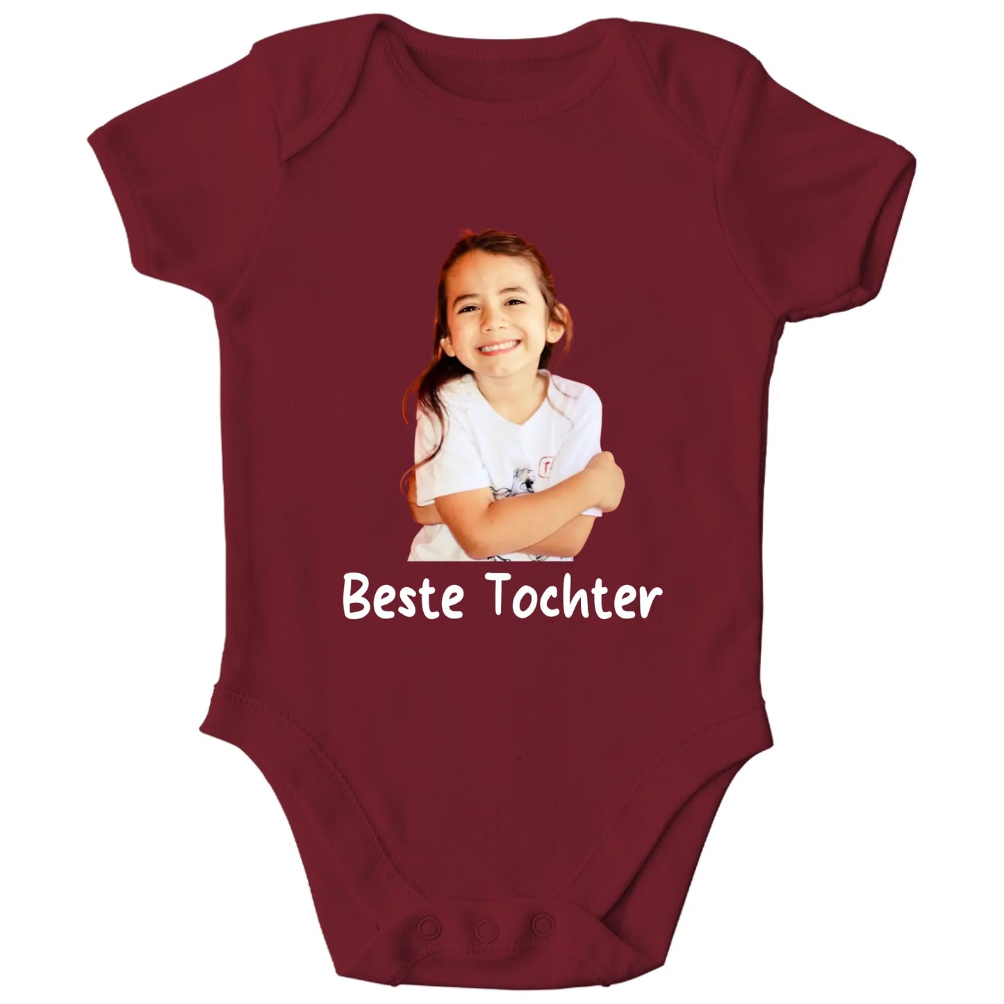 Personalisierter Bio Baby Strampler mit Foto und Name oder Spruch | Personalize Palace