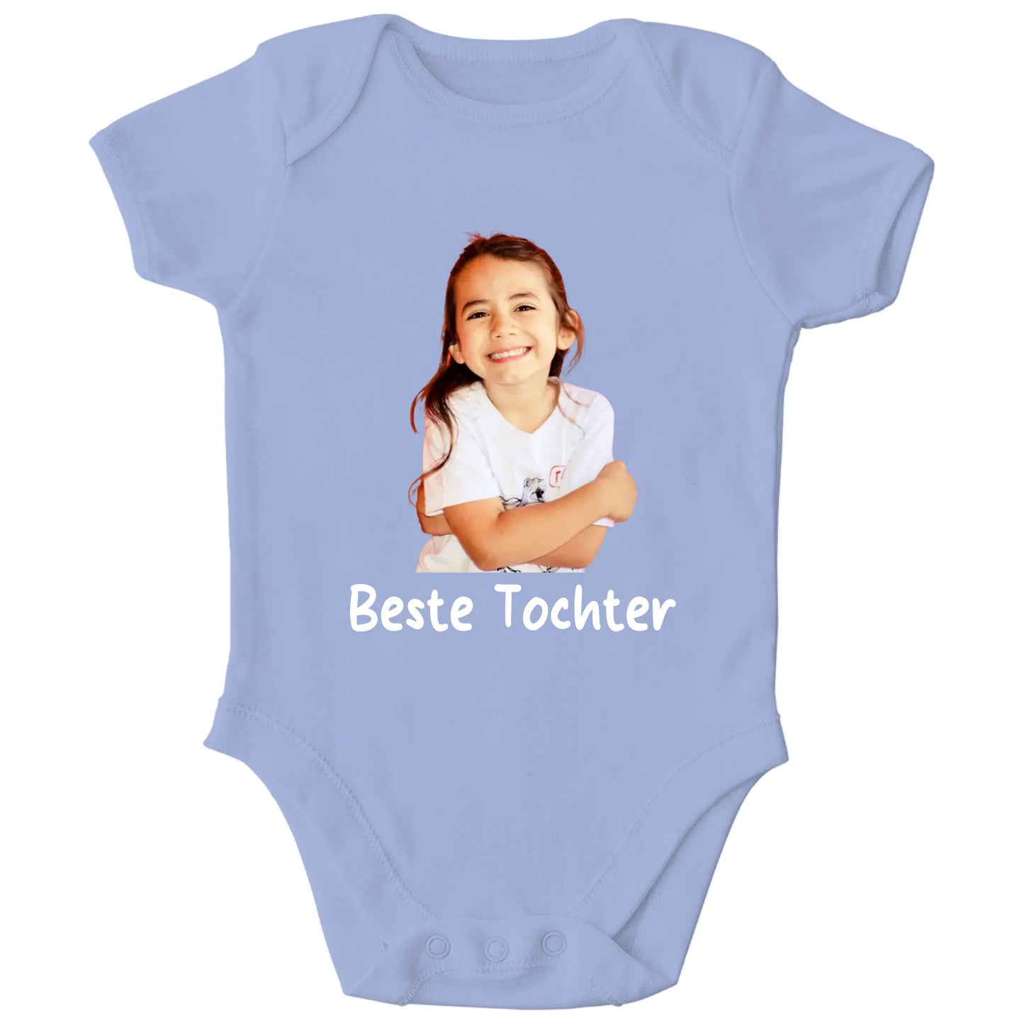 Personalisierter Bio Baby Strampler mit Foto und Name oder Spruch | Personalize Palace