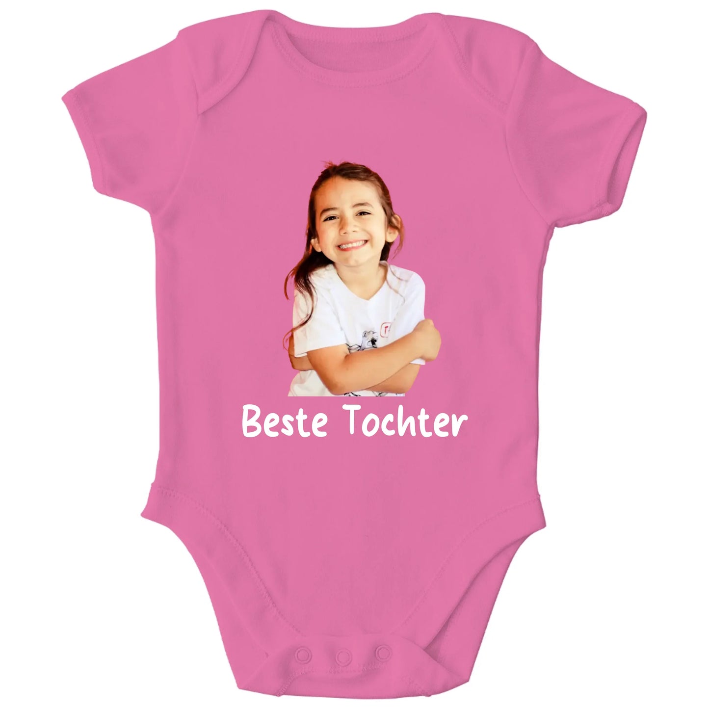 Personalisierter Bio Baby Strampler mit Foto und Name oder Spruch | Personalize Palace