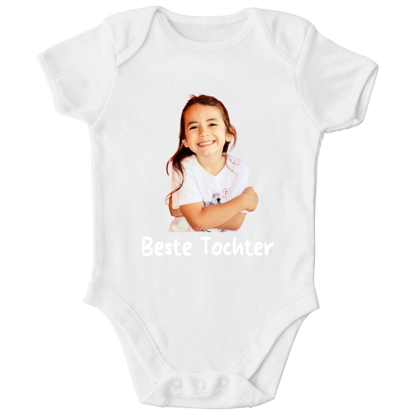 Personalisierter Bio Baby Strampler mit Foto und Name oder Spruch | Personalize Palace