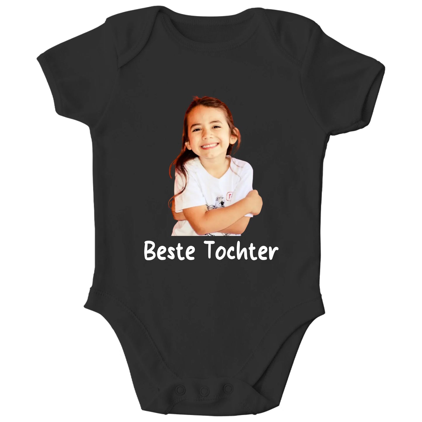 Personalisierter Bio Baby Strampler mit Foto und Name oder Spruch | Personalize Palace