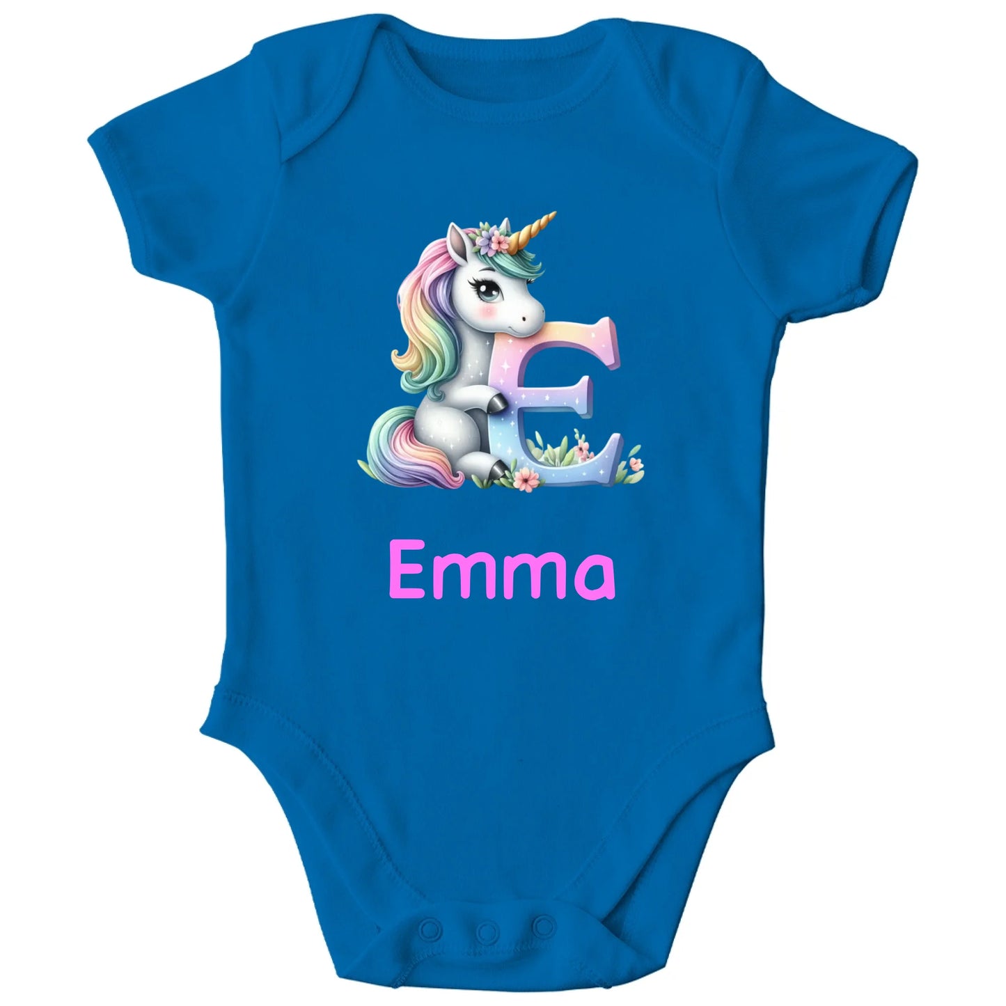 Personalisierter Bio Baby Strampler Einhorn mit Name | Personalize Palace