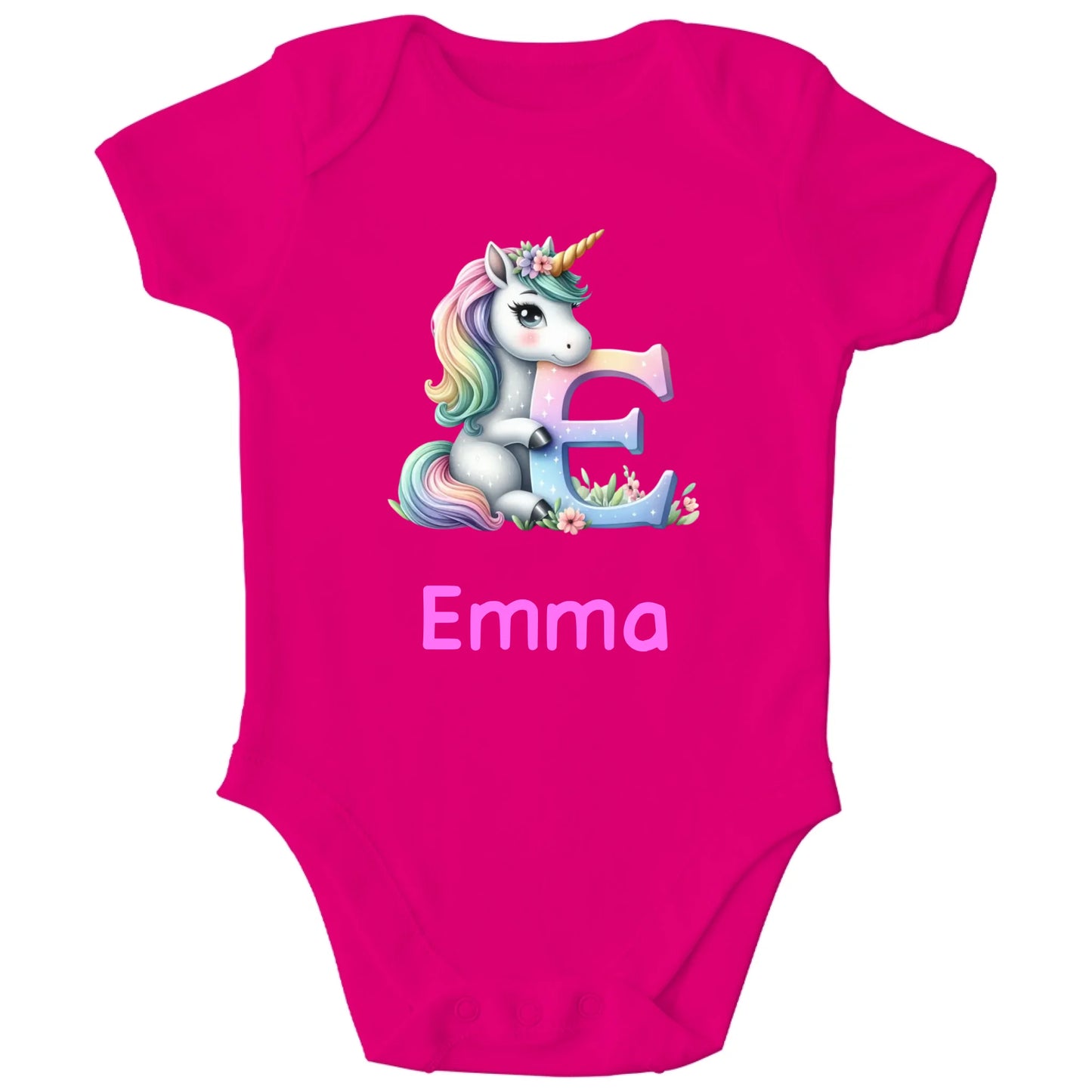 Personalisierter Bio Baby Strampler Einhorn mit Name | Personalize Palace