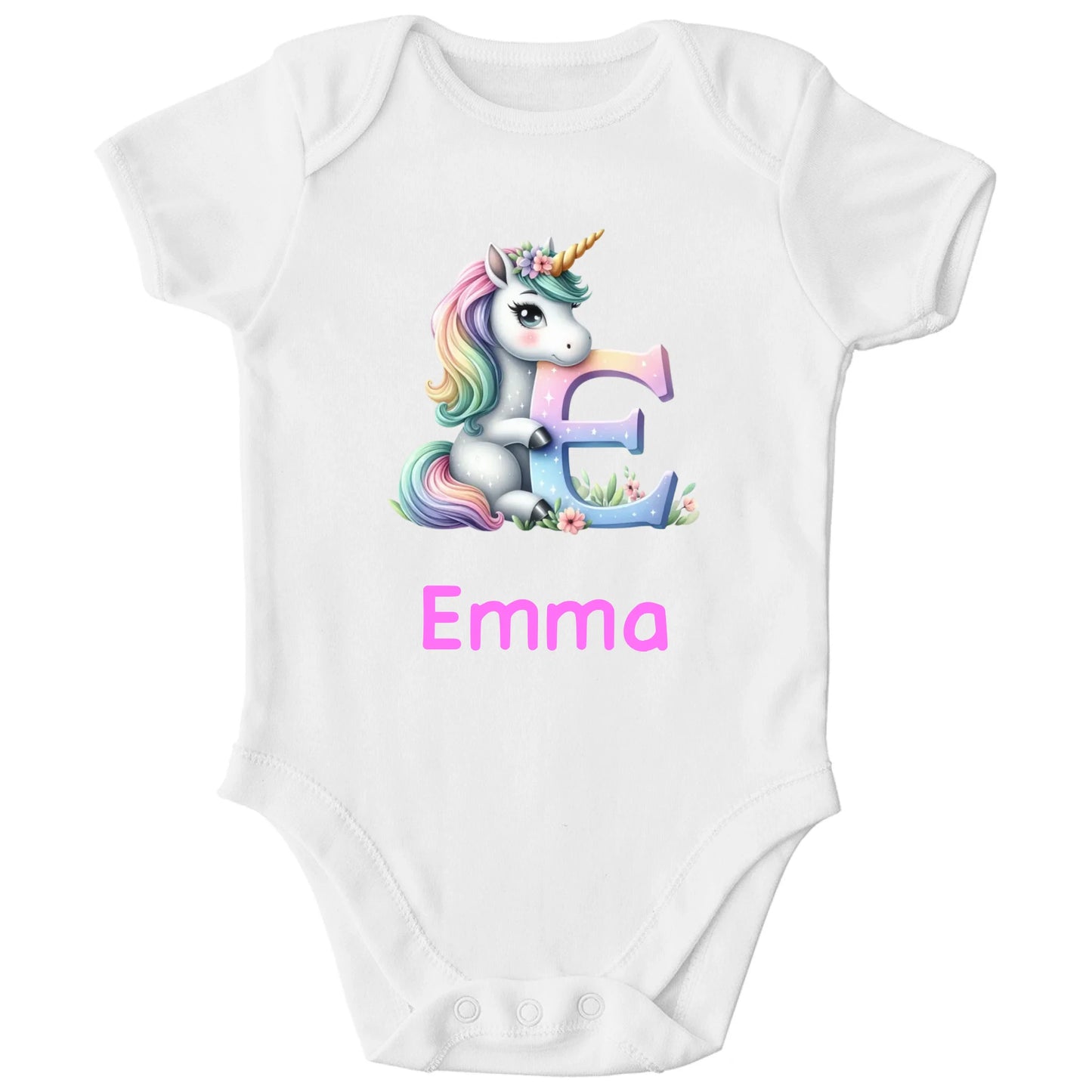 Personalisierter Bio Baby Strampler Einhorn mit Name | Personalize Palace