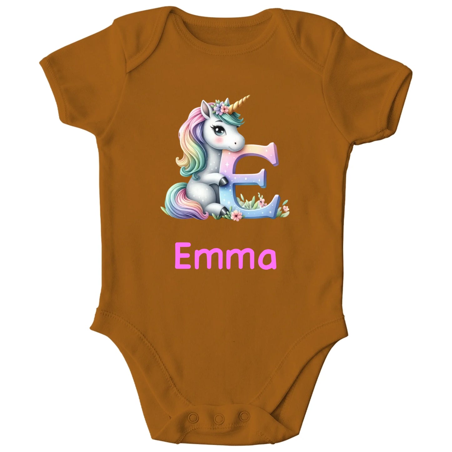 Personalisierter Bio Baby Strampler Einhorn mit Name | Personalize Palace