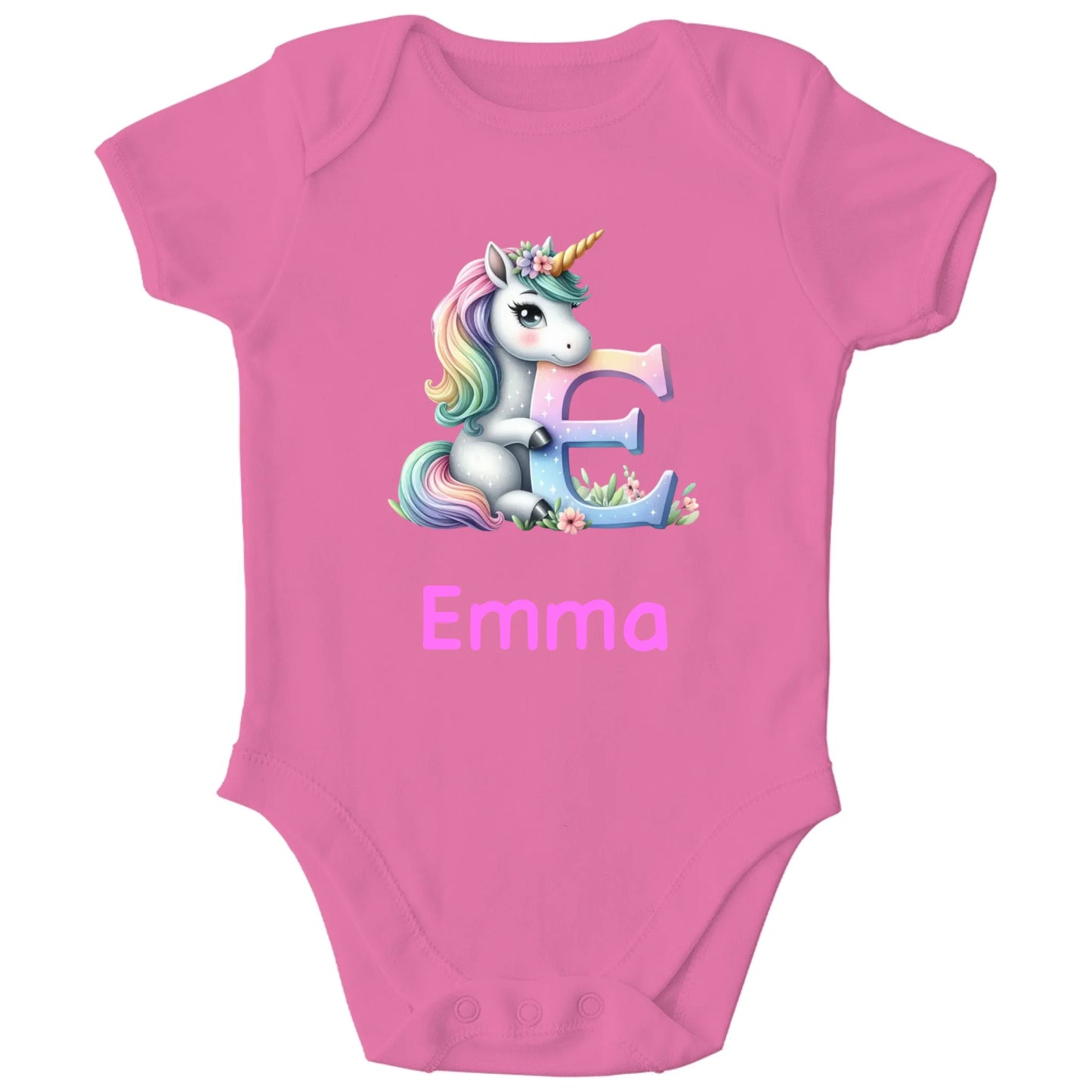 Personalisierter Bio Baby Strampler Einhorn mit Name | Personalize Palace
