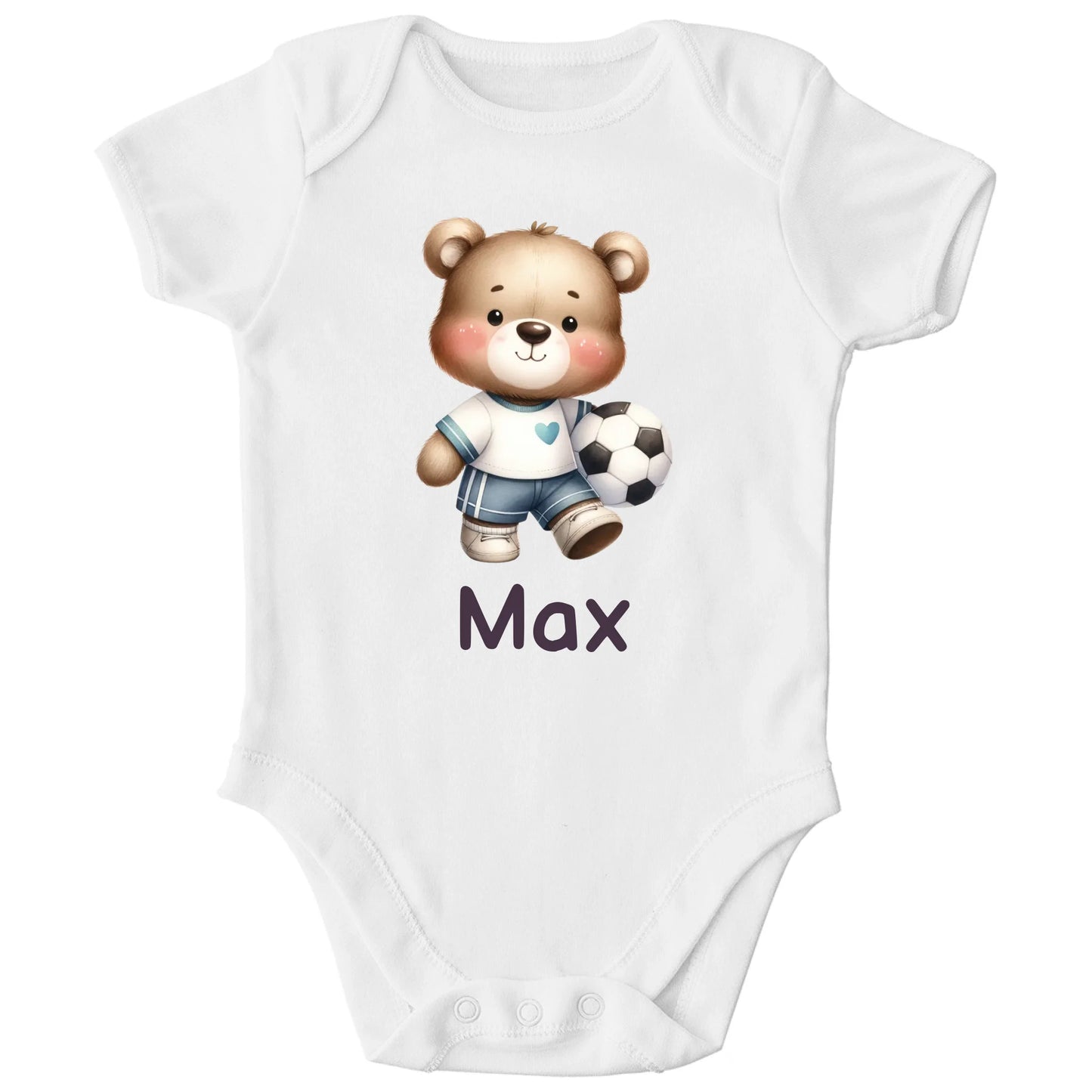 Personalisierter Bio Baby Strampler Fußball Spieler mit Name | Personalize Palace