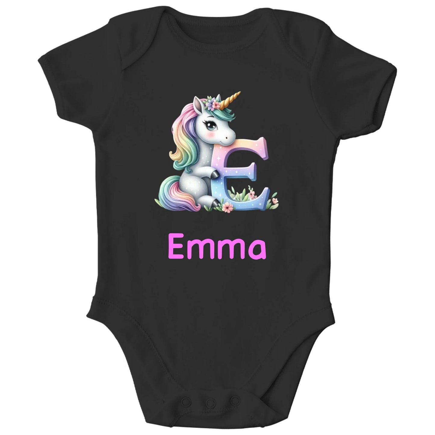 Personalisierter Bio Baby Strampler Einhorn mit Name | Personalize Palace