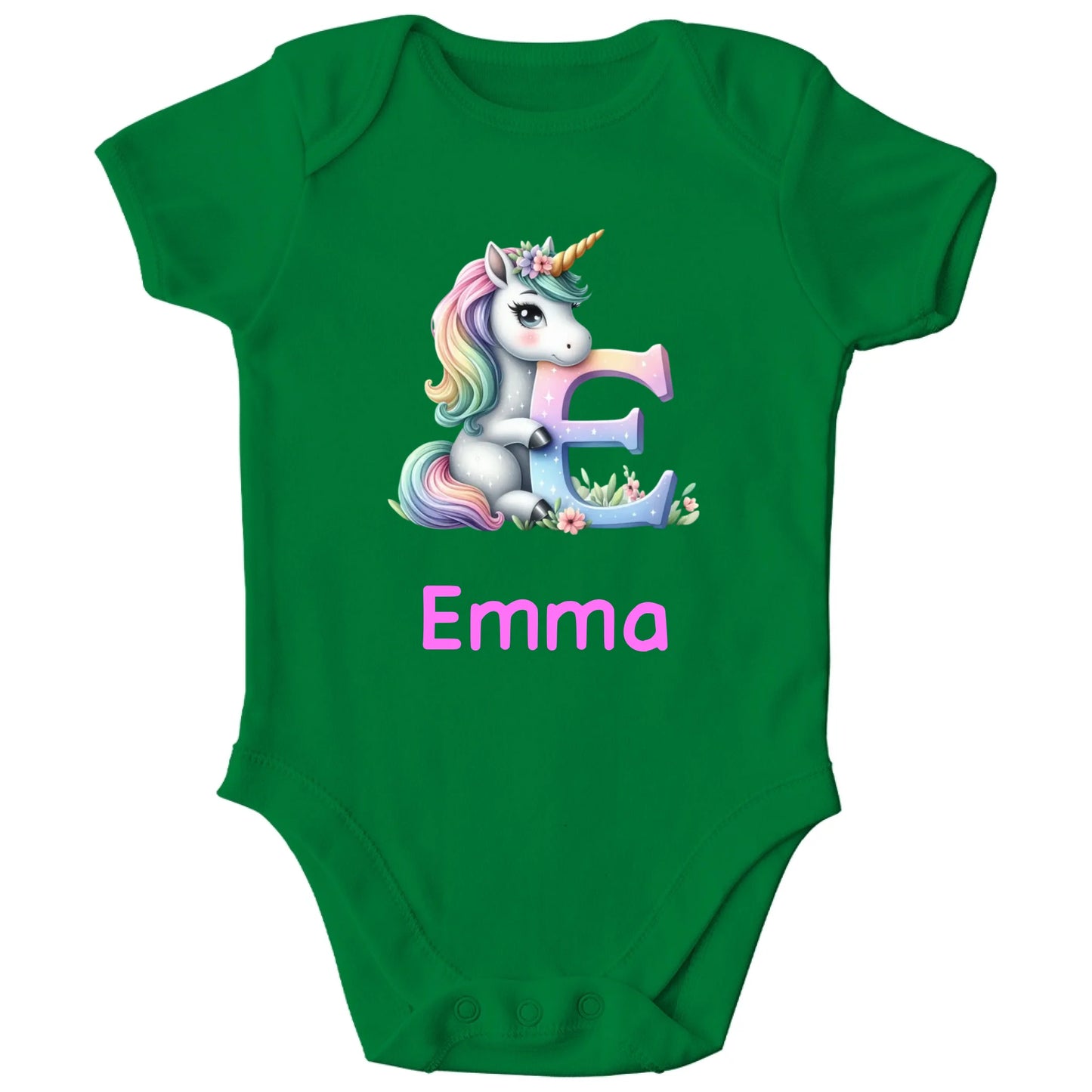 Personalisierter Bio Baby Strampler Einhorn mit Name | Personalize Palace