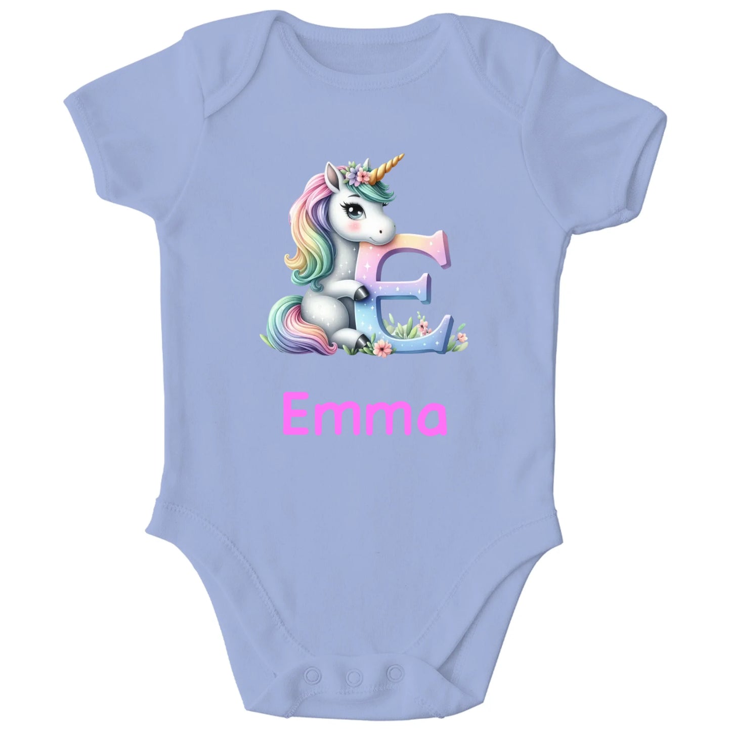 Personalisierter Bio Baby Strampler Einhorn mit Name | Personalize Palace