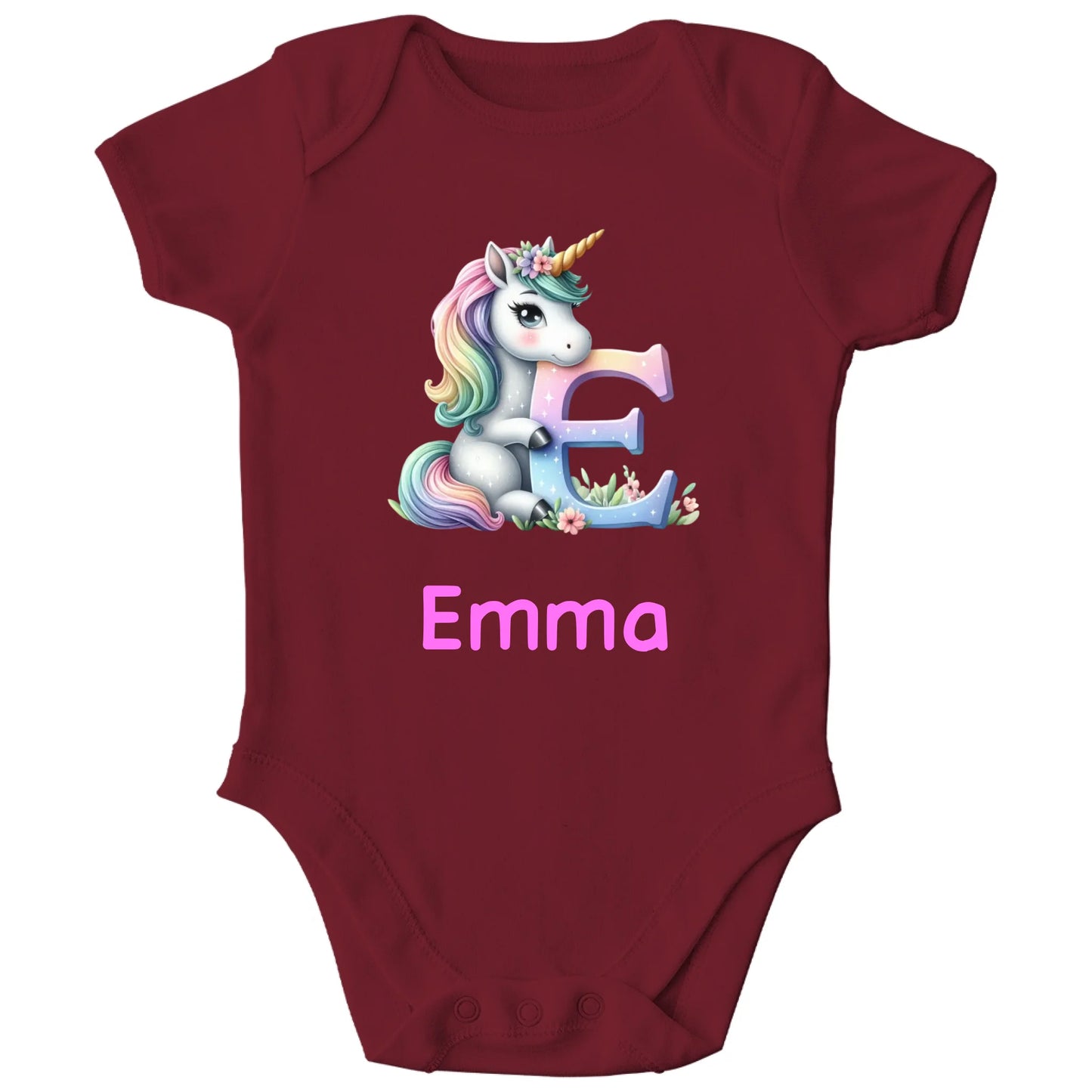 Personalisierter Bio Baby Strampler Einhorn mit Name | Personalize Palace